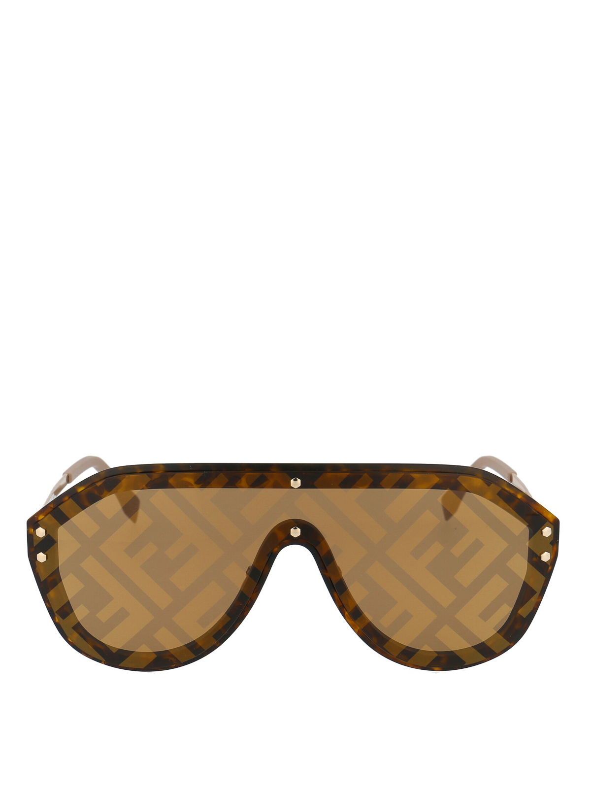 Fendi FF patterned lens mask sunglasses - Brown | FFM0039GSXLT7Y