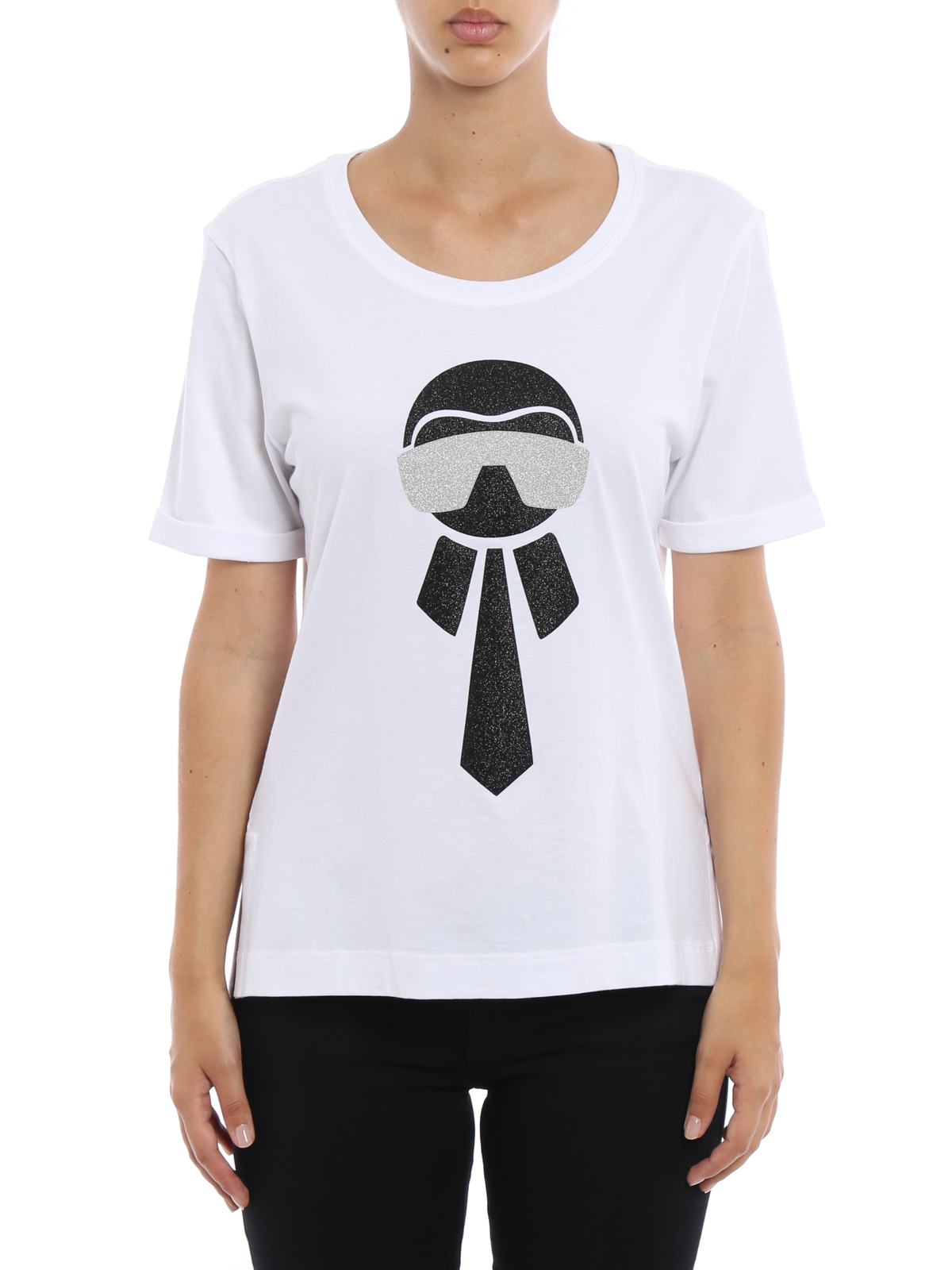 T shirts Fendi Karlitoco embellished T shirt FAE0578IVZNM thebs