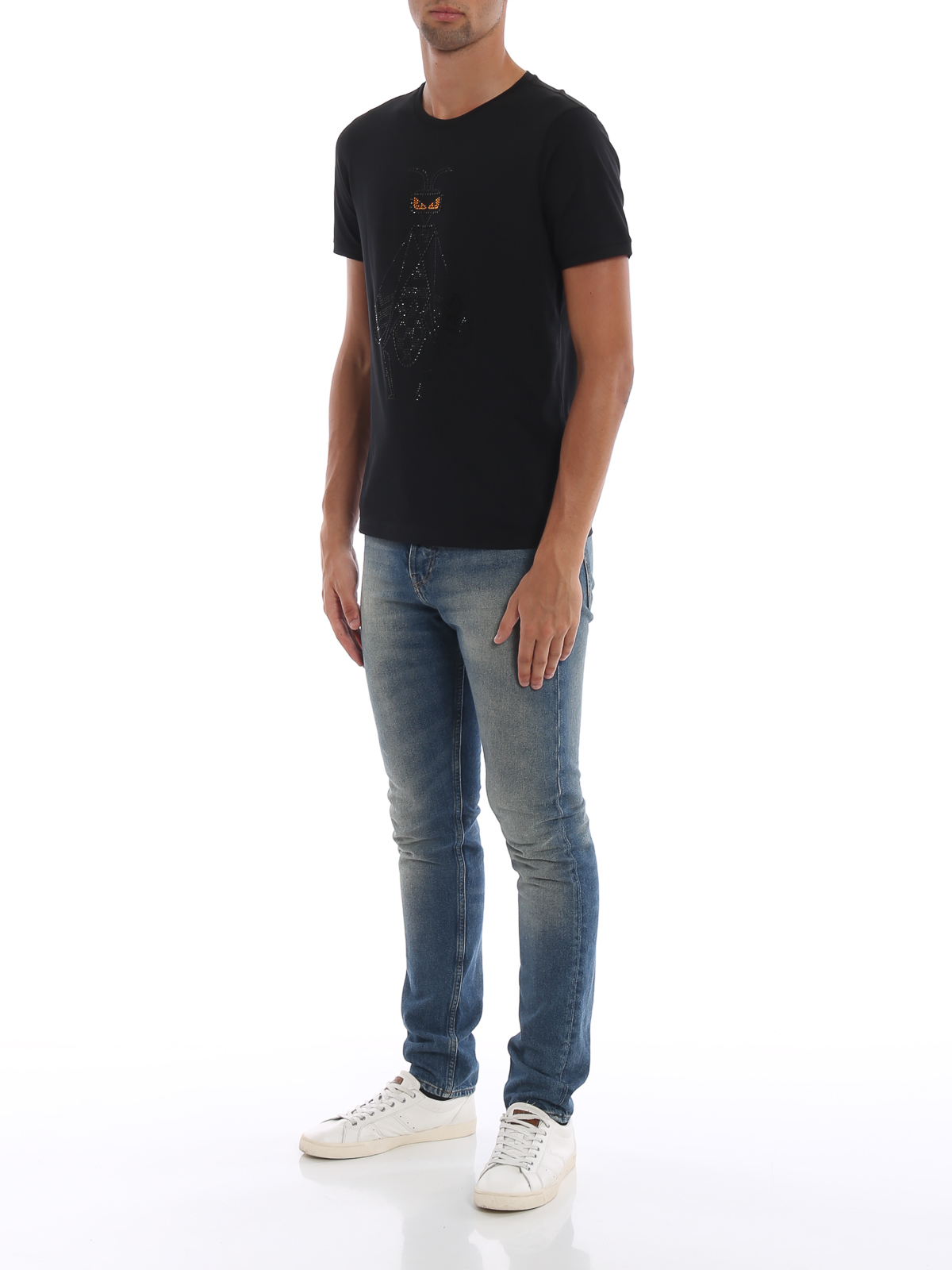 Fendi Super Bugs crystal embroidery cotton T-shirt