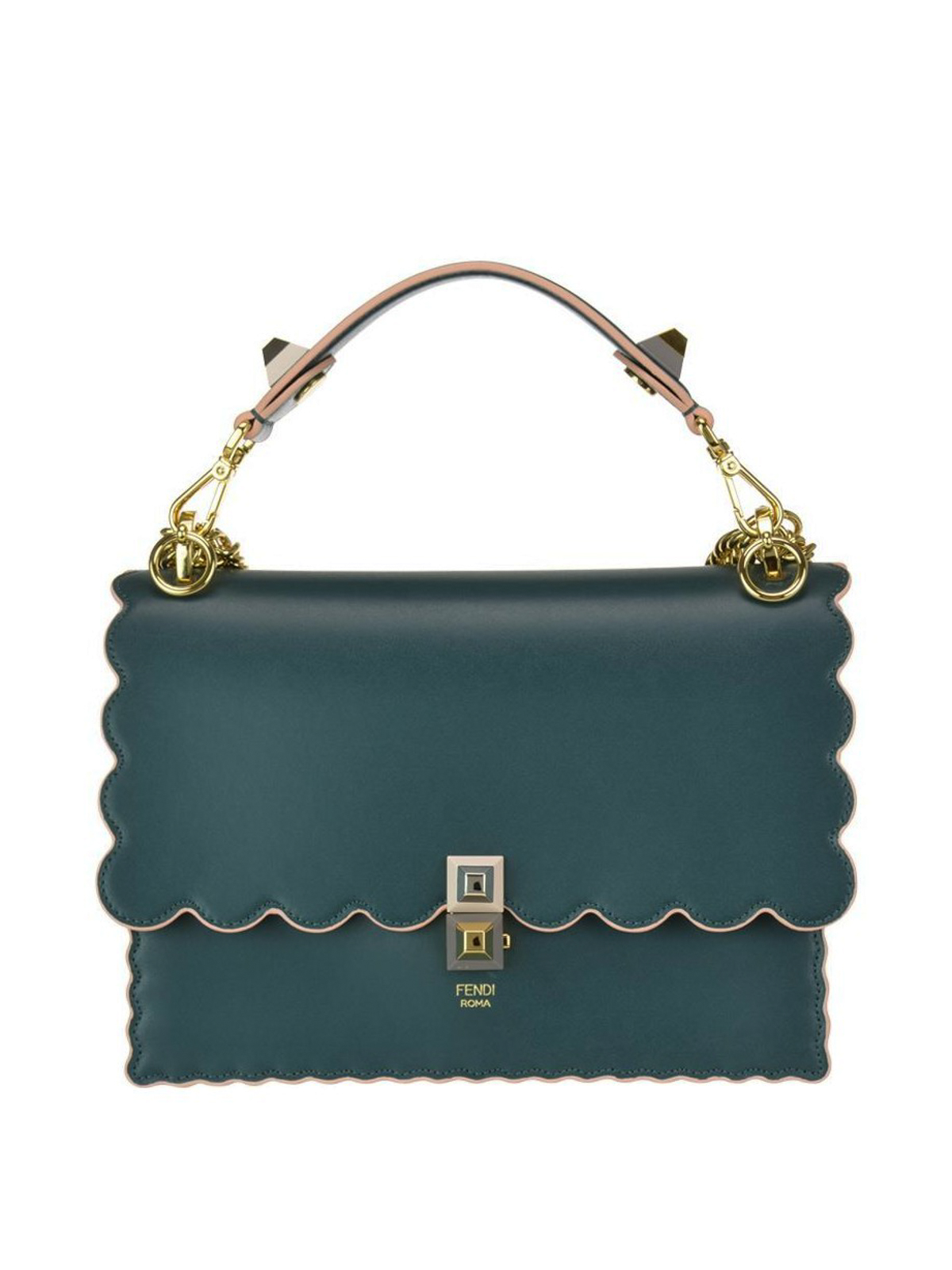 Fendi Kan I green leather scalloped bag Green 8BT283A18QF13FO