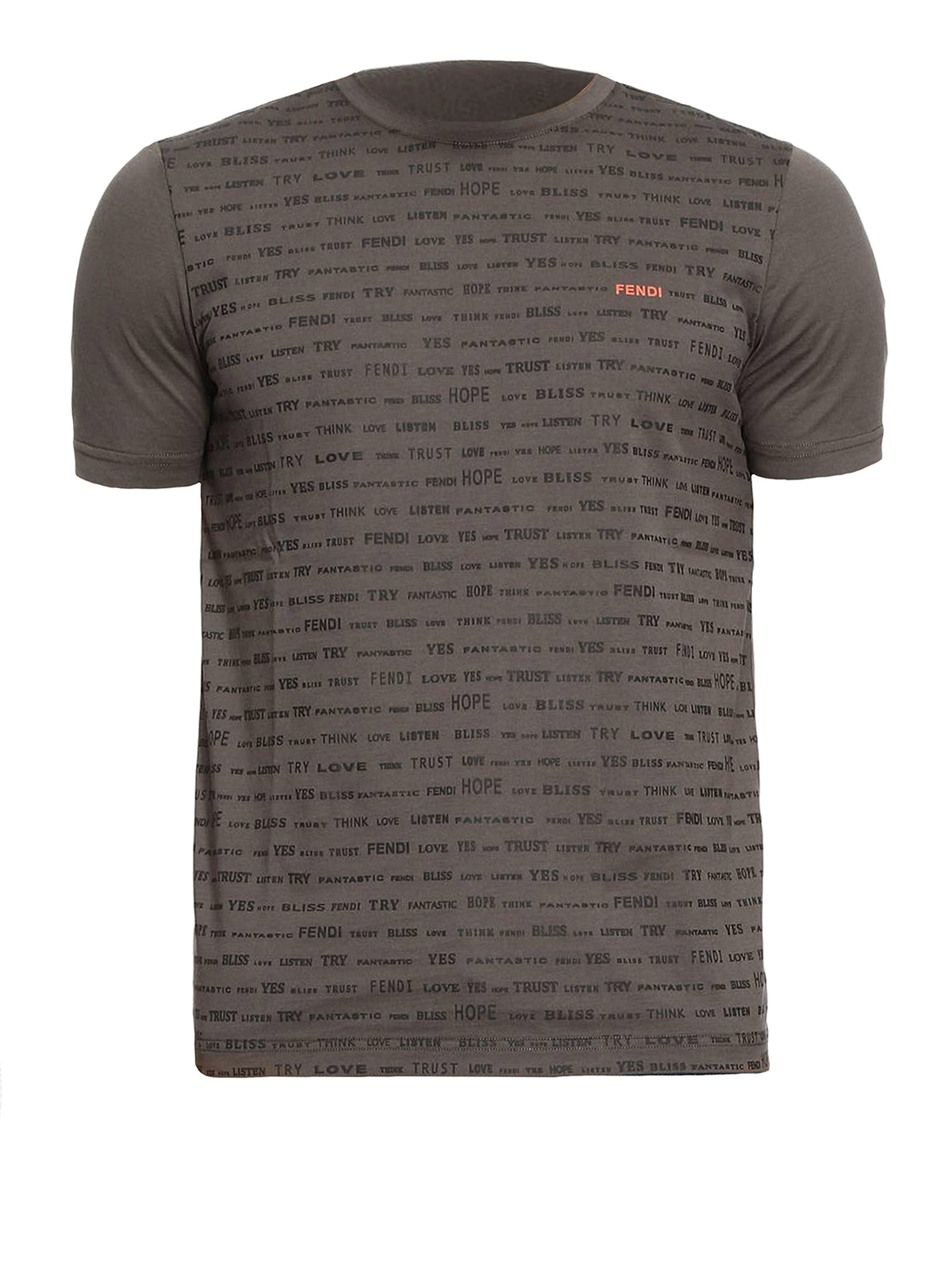 Fendi All-over Words print green T-shirt - Men | FAE519A0EUF0ZNB