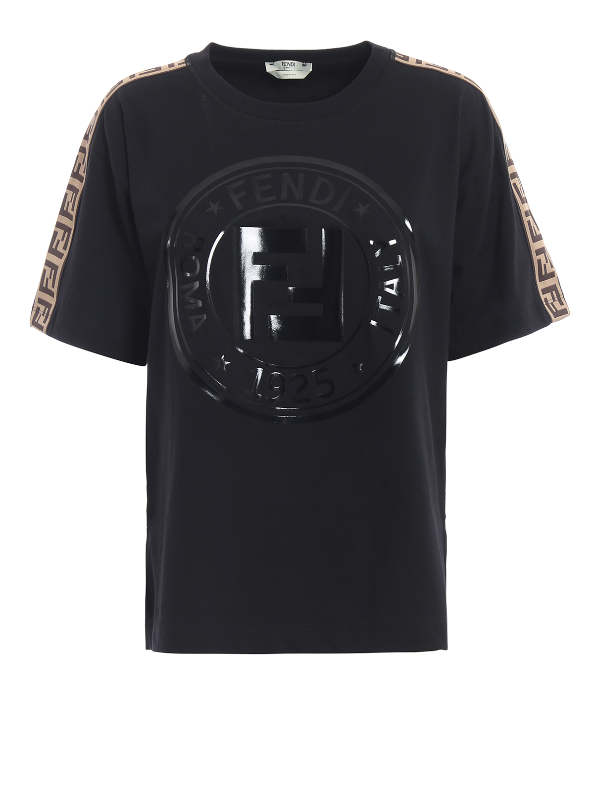 Fendi Rubberized logo black over T-shirt - Black|FAF073A8WI3IY