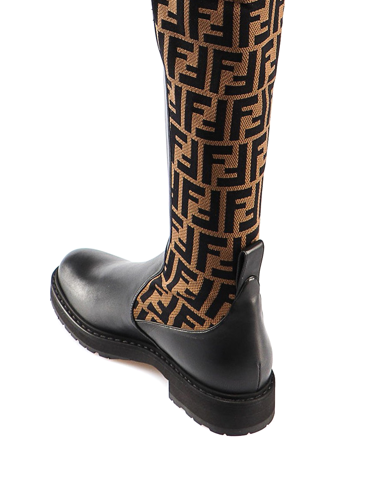 galleri favor Kamel Boots Fendi - FF fabric and leather over the knee boots - 8W6626A3GY3CV