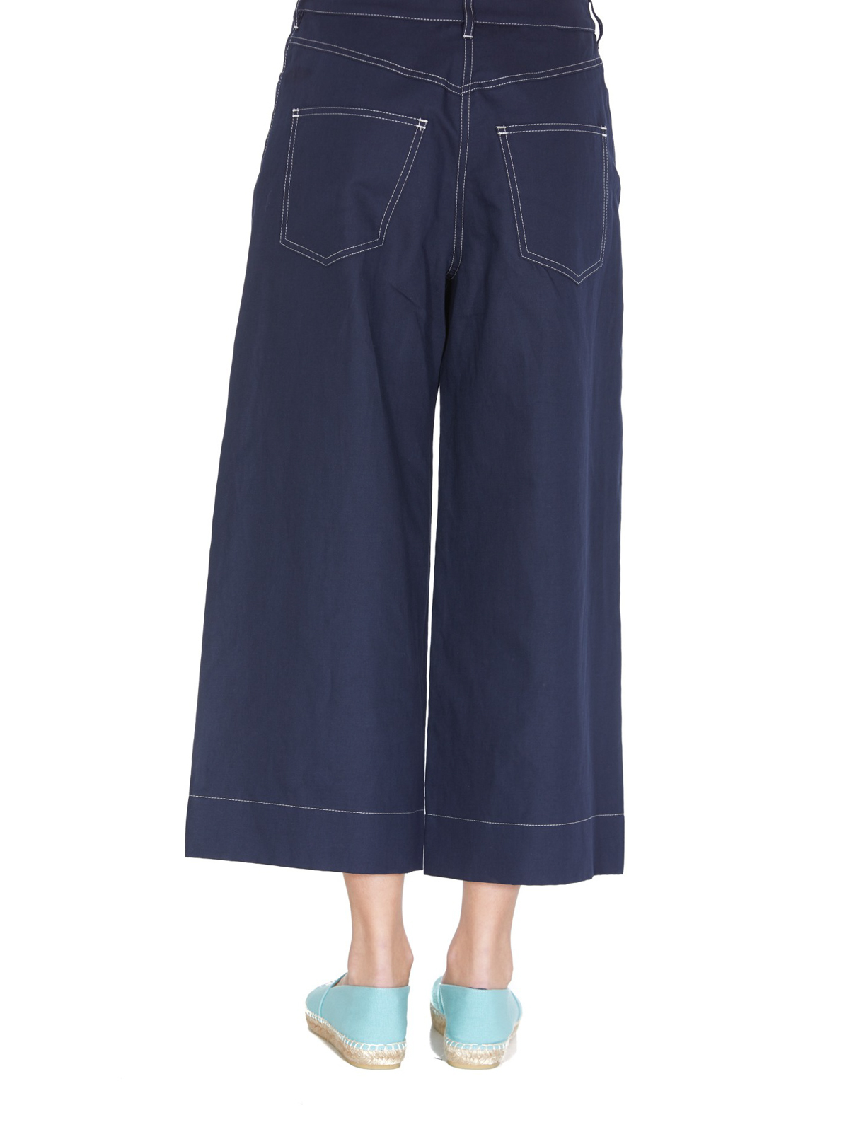 Shop Kenzo Five Pocket Cropped Trousers In Azul
