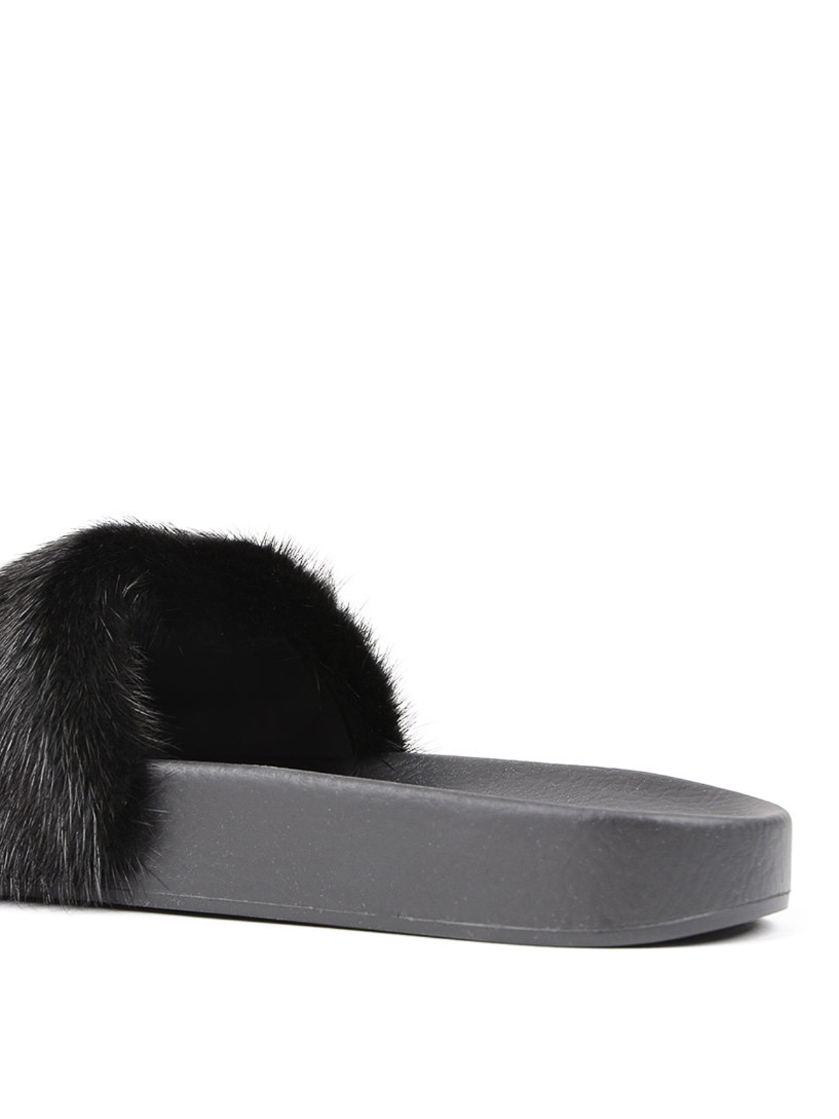 Sandals - Flade slides with mink fur