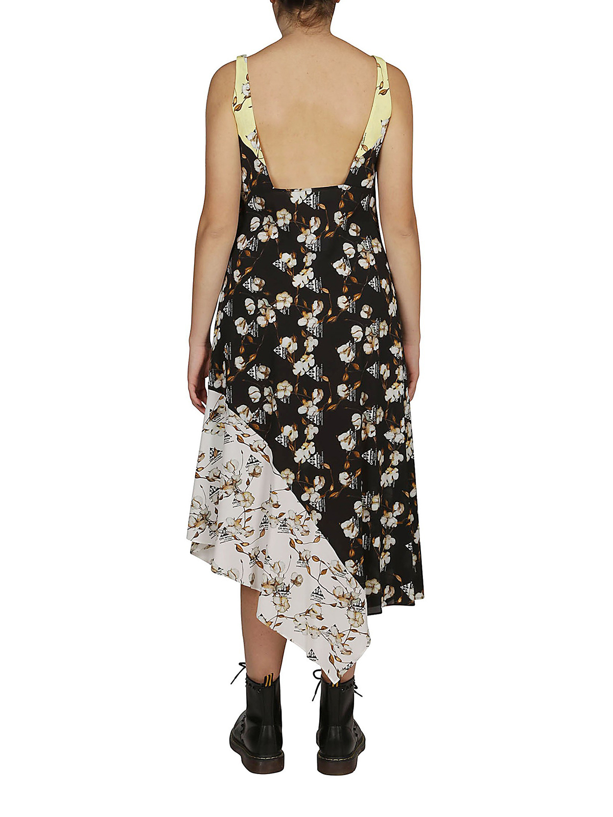 Off-White Floral crepe asymmetric dress|OWDB120R19A710571000
