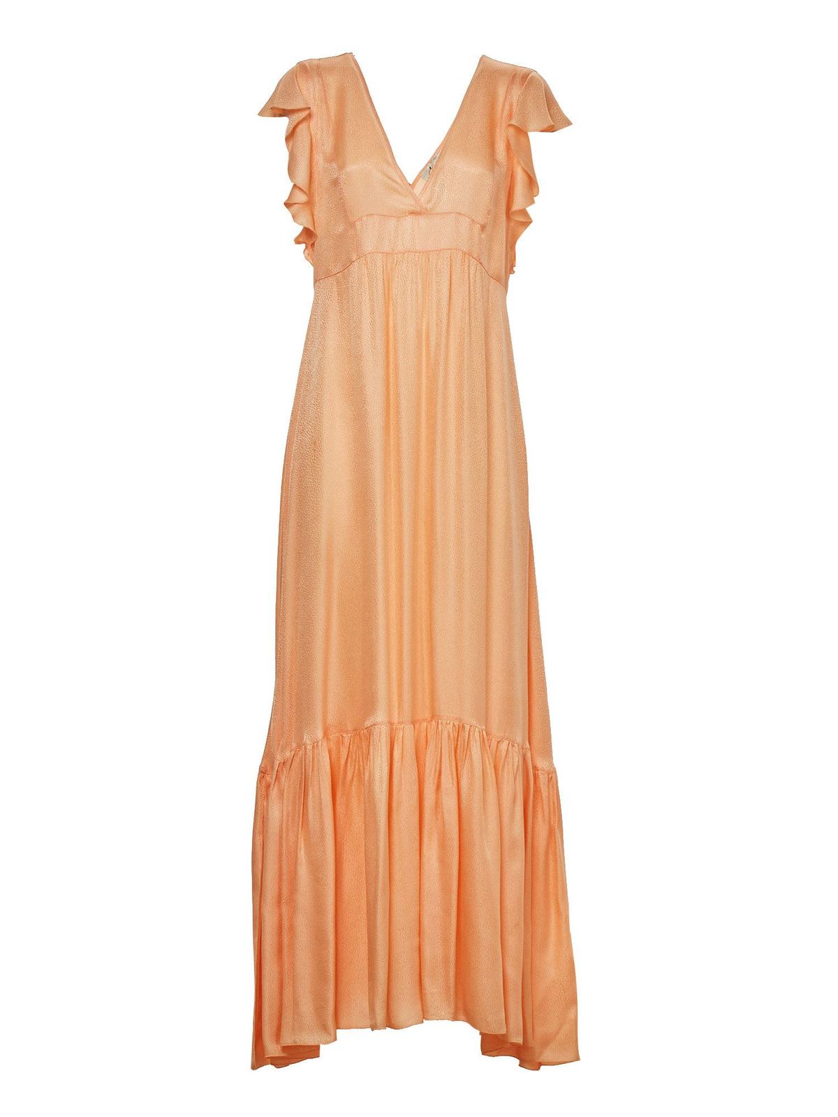 Forte Forte Long jacquard flounces dress in peach color|8061MYDRESSPESCA