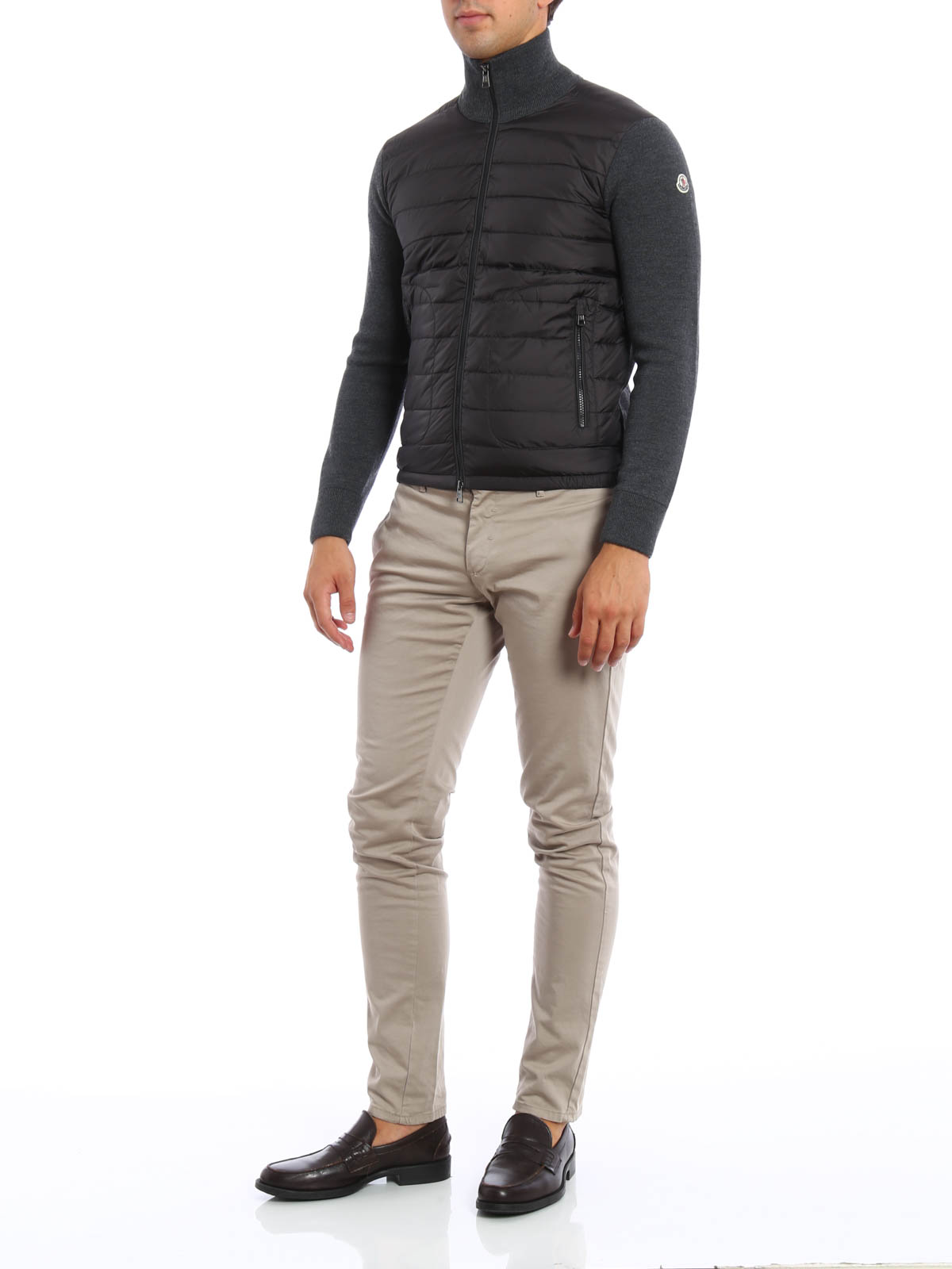 Moncler Front padded tricot cardigan - Grey|C2091941270094666990