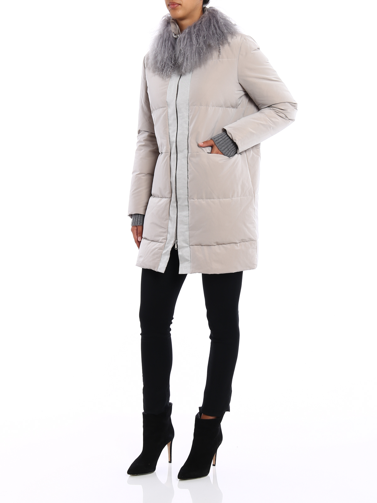 Fabiana Filippi Fur trimmed shimmering padded coat|CT77017Y180054