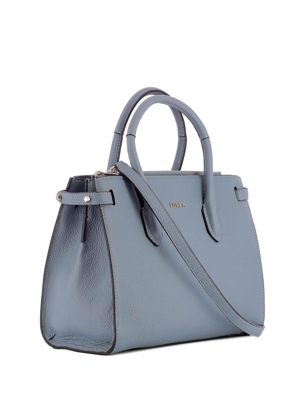 Totes bags Furla - Pin light blue leather small tote - 904135