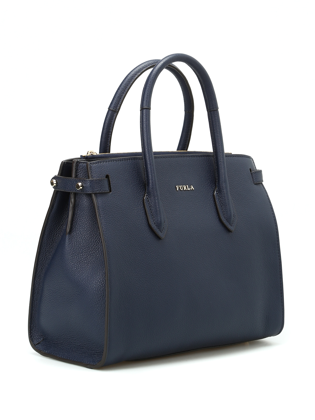 FURLA: tote bag in grained leather - Black