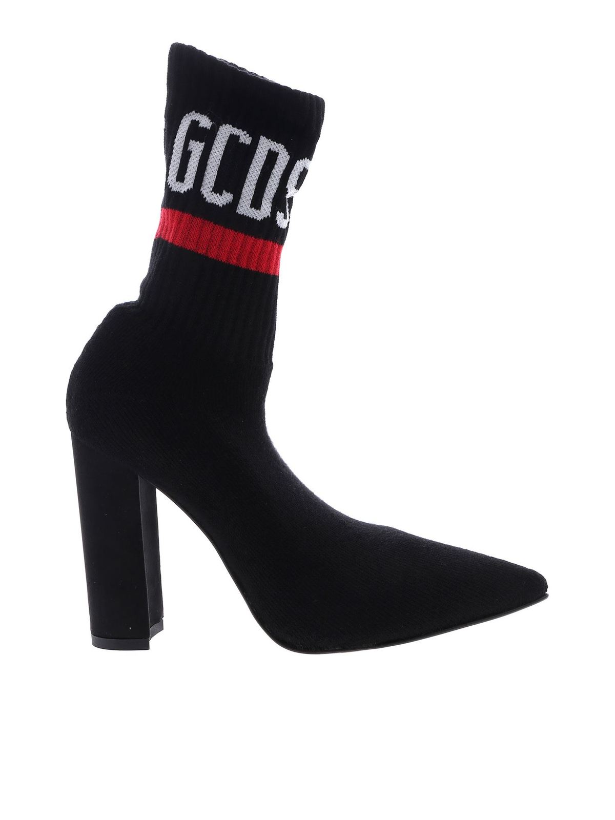 Gcds Black Ankle Boots With  Logo In Negro