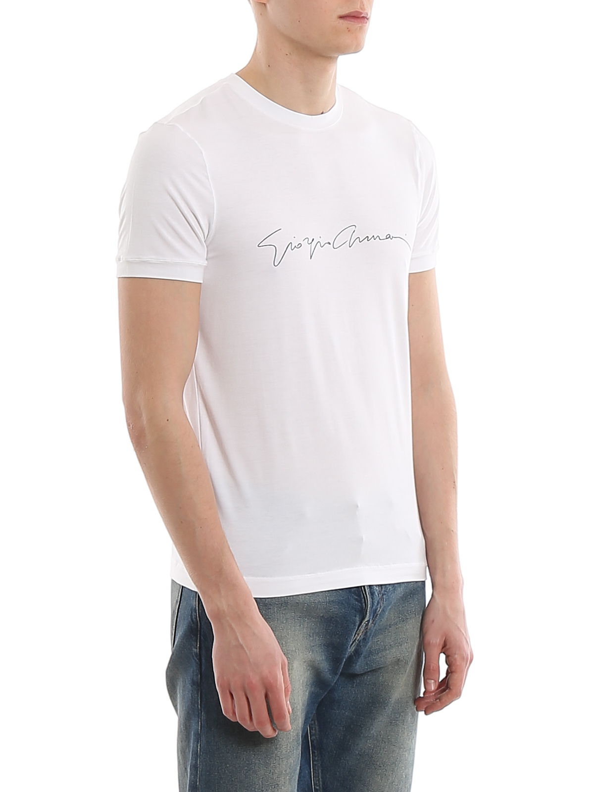 sig selv detektor Mew Mew T-shirts Giorgio Armani - Signature print T-shirt - 6GST56SJP4ZU090