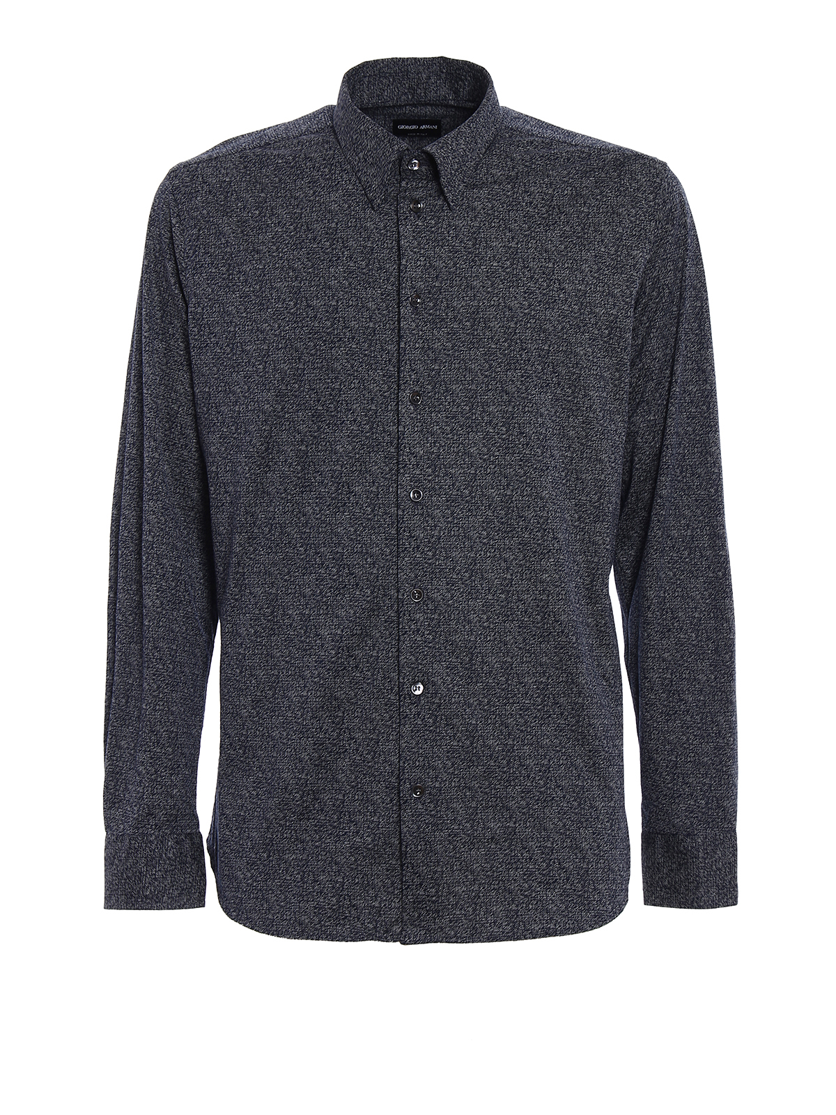 Giorgio Armani Cotton jacquard b/d shirt - Blue|ZSC06TZS37C041