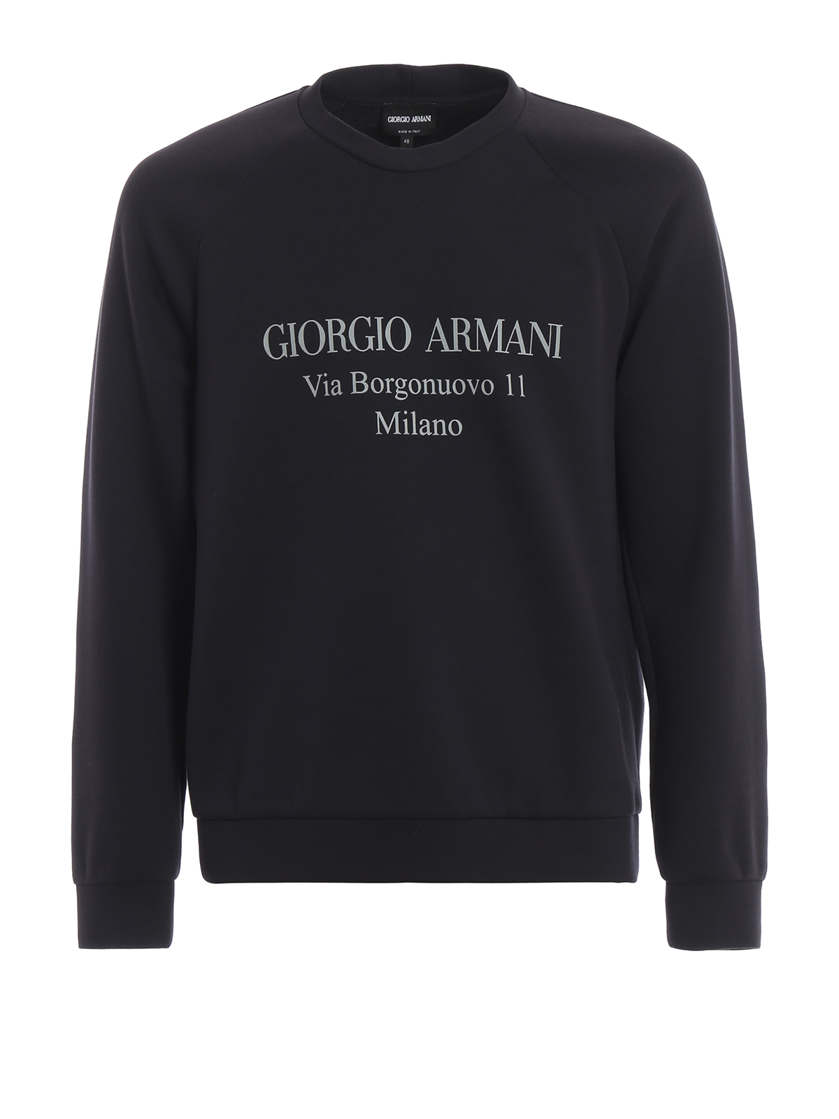 Giorgio Armani Logo Print Soft Jersey Sweatshirt In Dark Blue