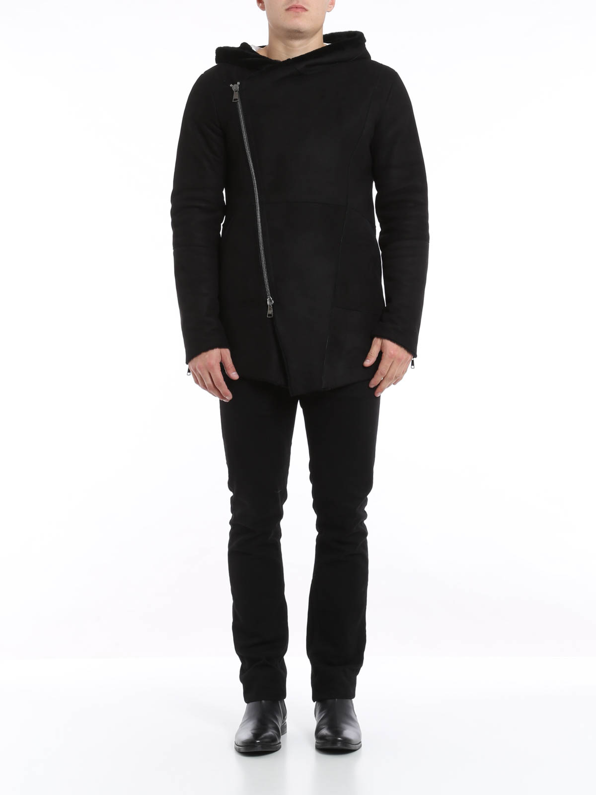 Giorgio Brato Shearling hooded coat - ブラック|GU15F6817SHME