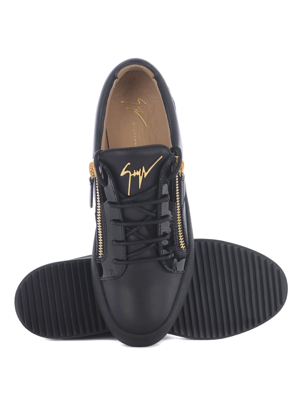 kløft Hearty Kæmpe stor Trainers Giuseppe Zanotti - Double zip black leather sneakers - RU70000002