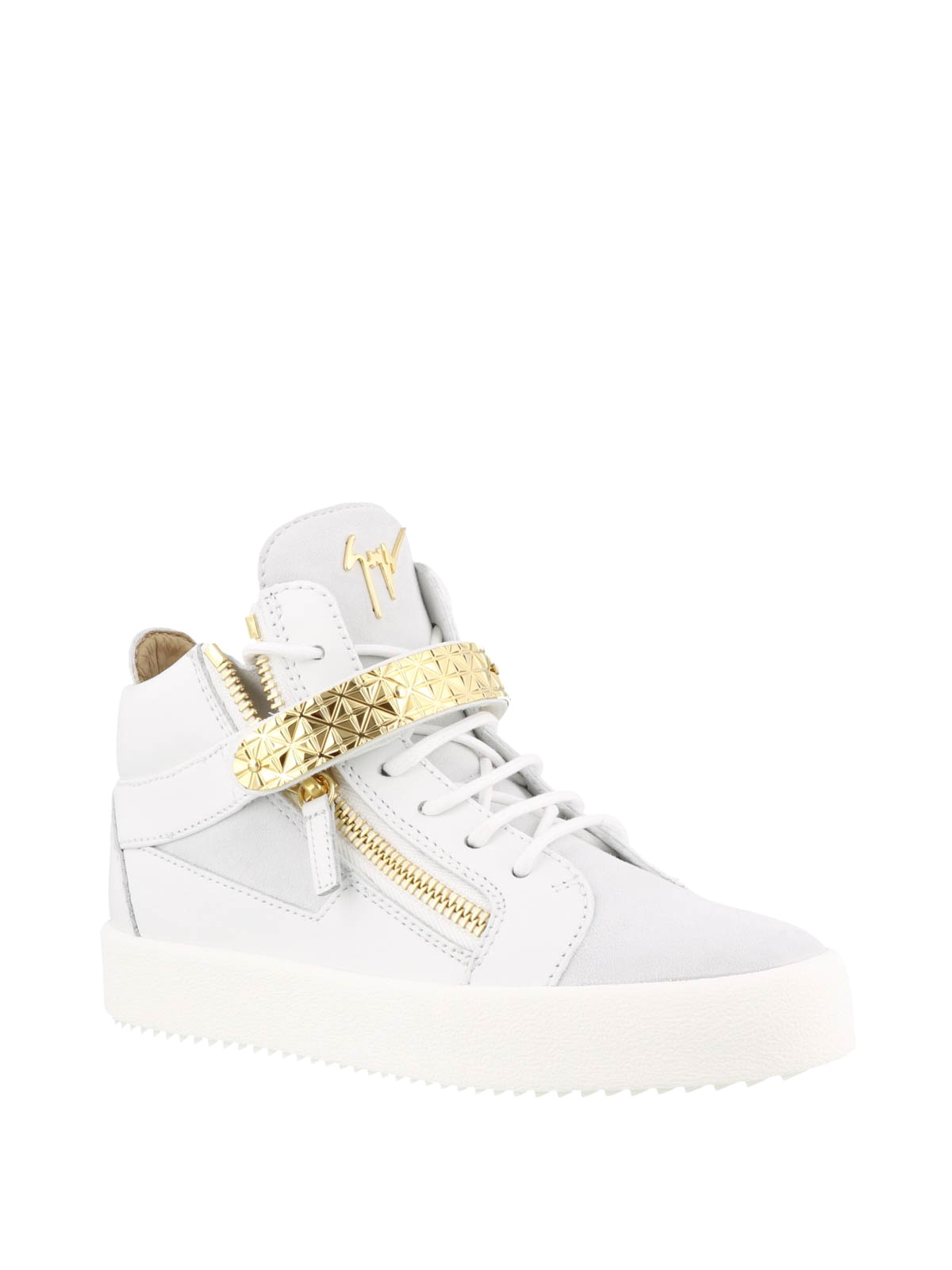 Zanotti - Gold-tone strap white sneakers - RS90016001