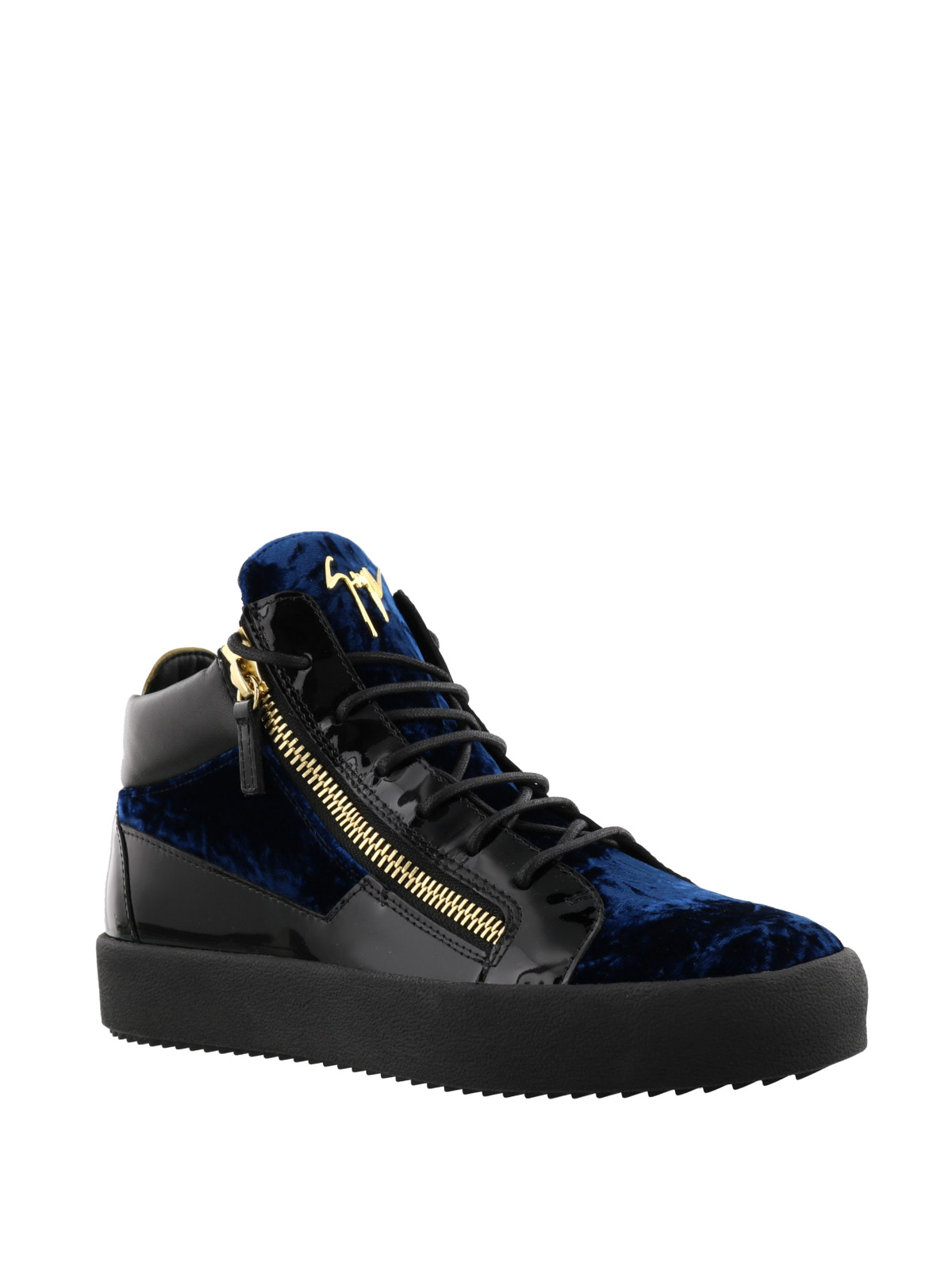 Vend om Mange Stol Trainers Giuseppe Zanotti - Kriss blue velvet sneakers - RW70010020