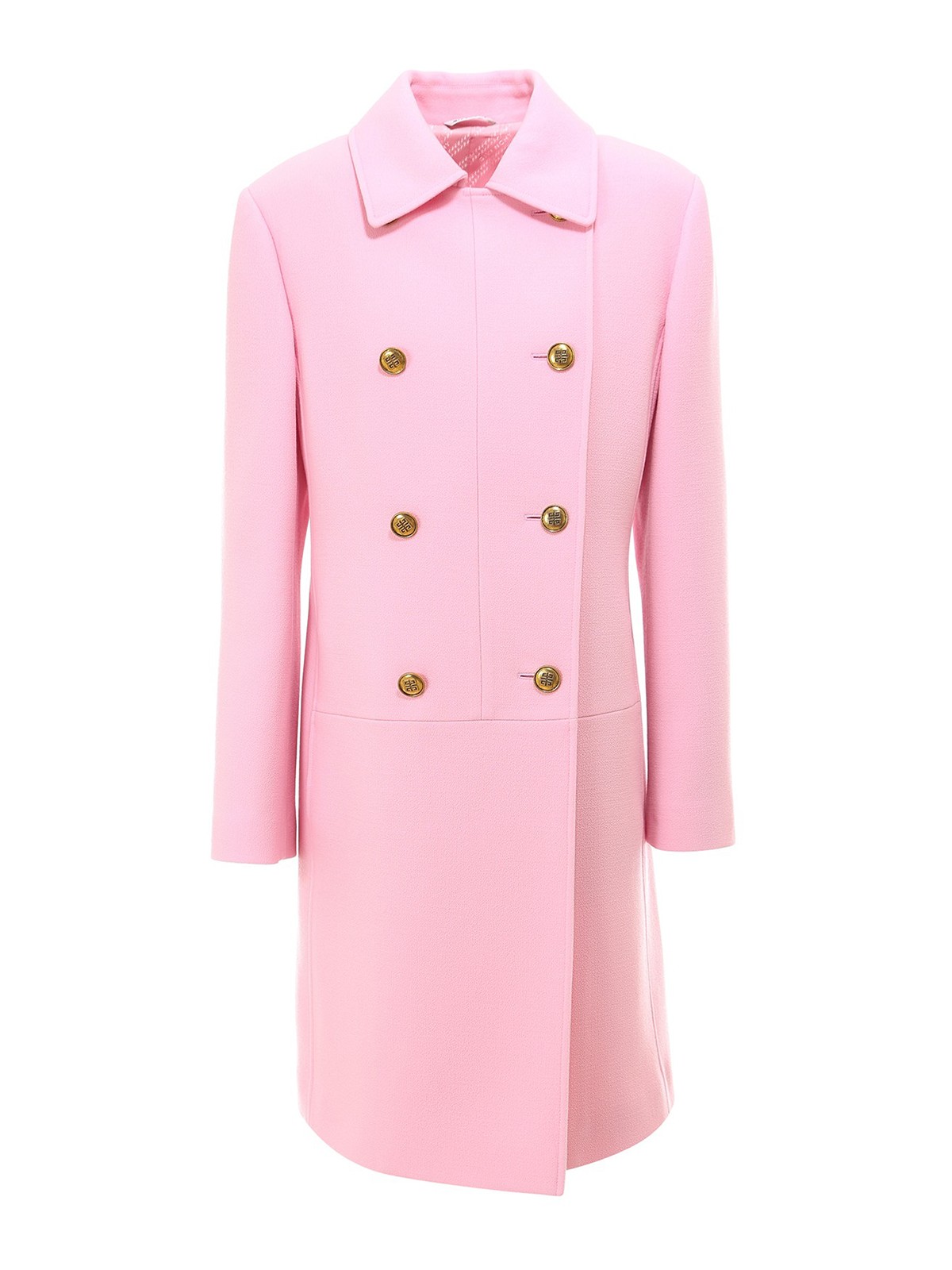 Pink knee length coat best sale