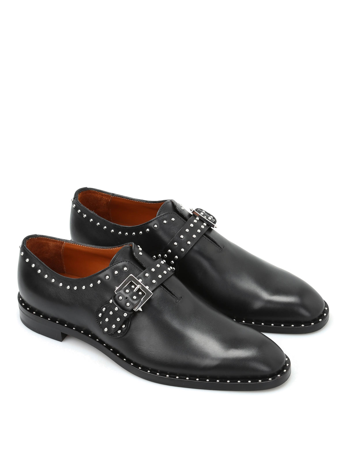 Givenchy Black Leather Studded Double Monk Strap Shoes Charlize Theron Styles Givenchy Studded Monk Straps and  main image 4