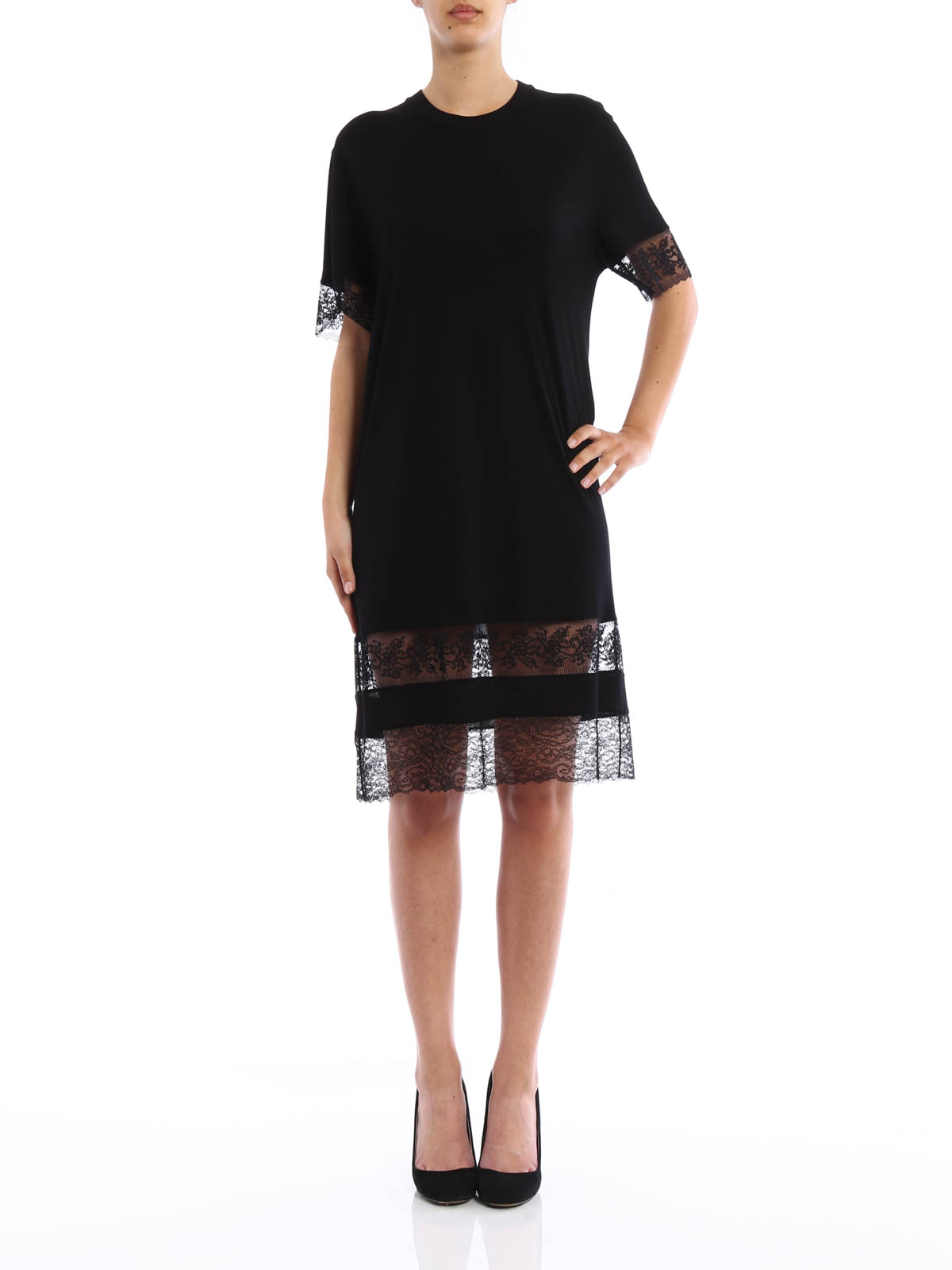 Givenchy Sheer lace T-shirt dress - Black - Women|16U2710405001 Givenchy Sheer lace T-shirt dress - Black - Women|16U2710405001