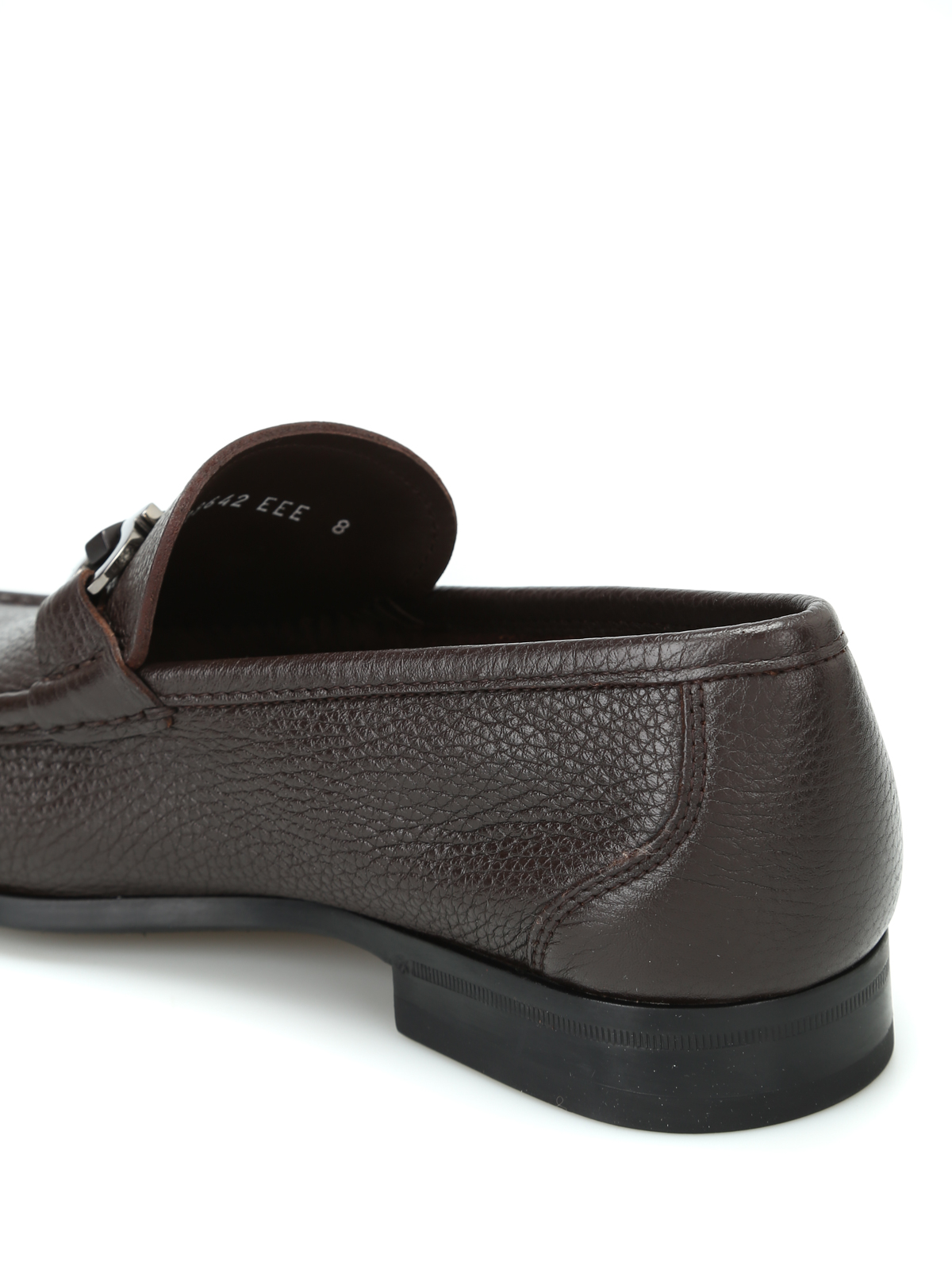 Ferragamo Grandioso pebble leather loafers - Dark Brown|642847 display picture 1