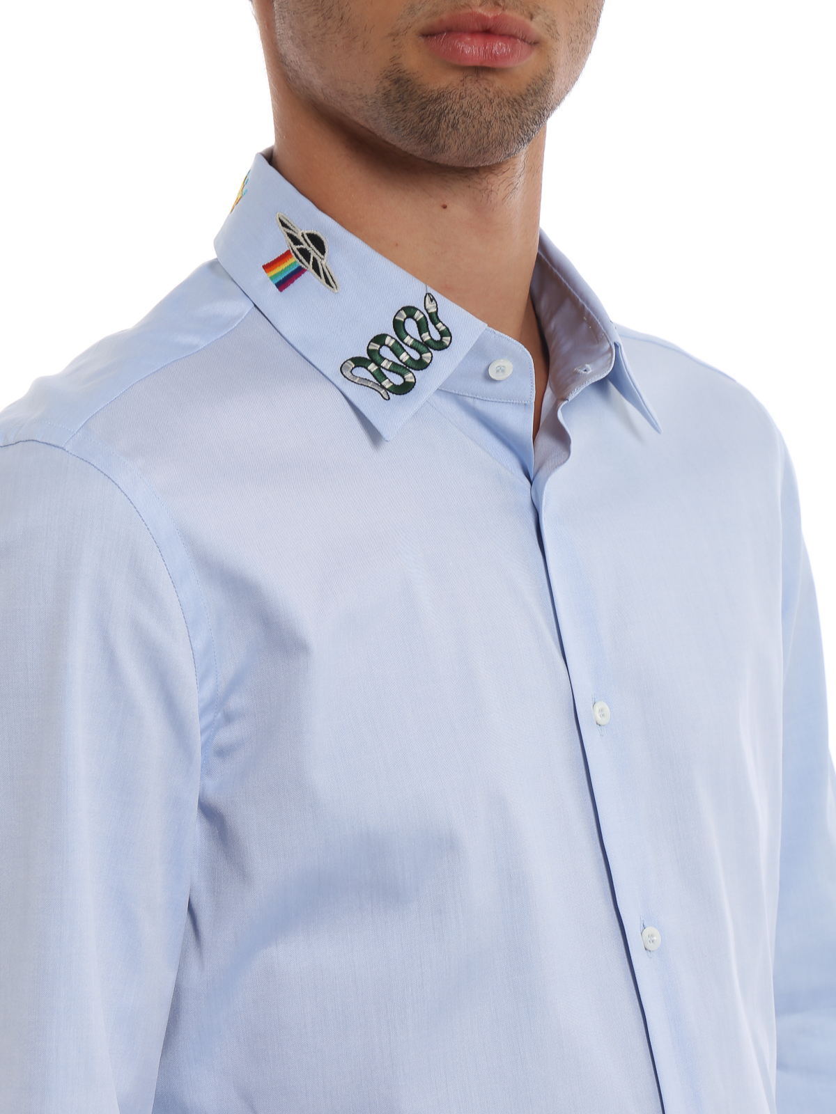 hydrogen kompensere Fødested Shirts Gucci - Embroidered collar cotton shirt - 523500Z341L4851