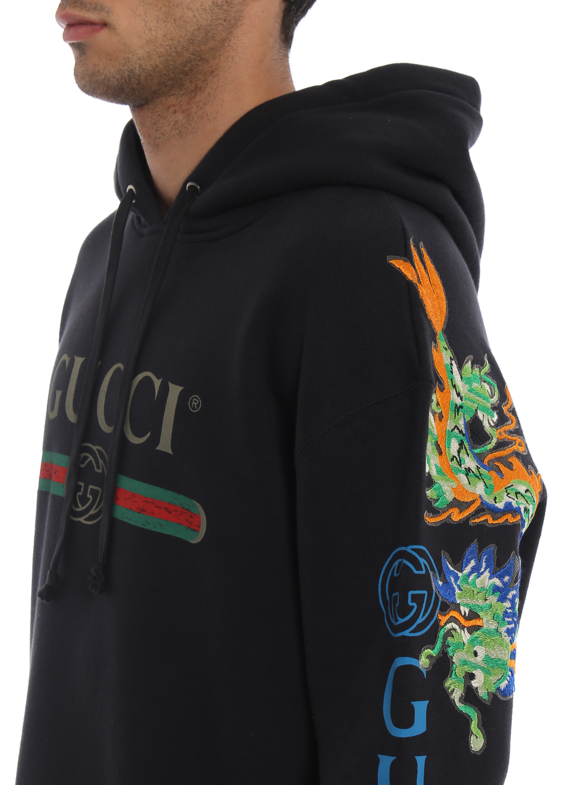 & Sweaters Gucci - Embroidered blue cotton hoodie