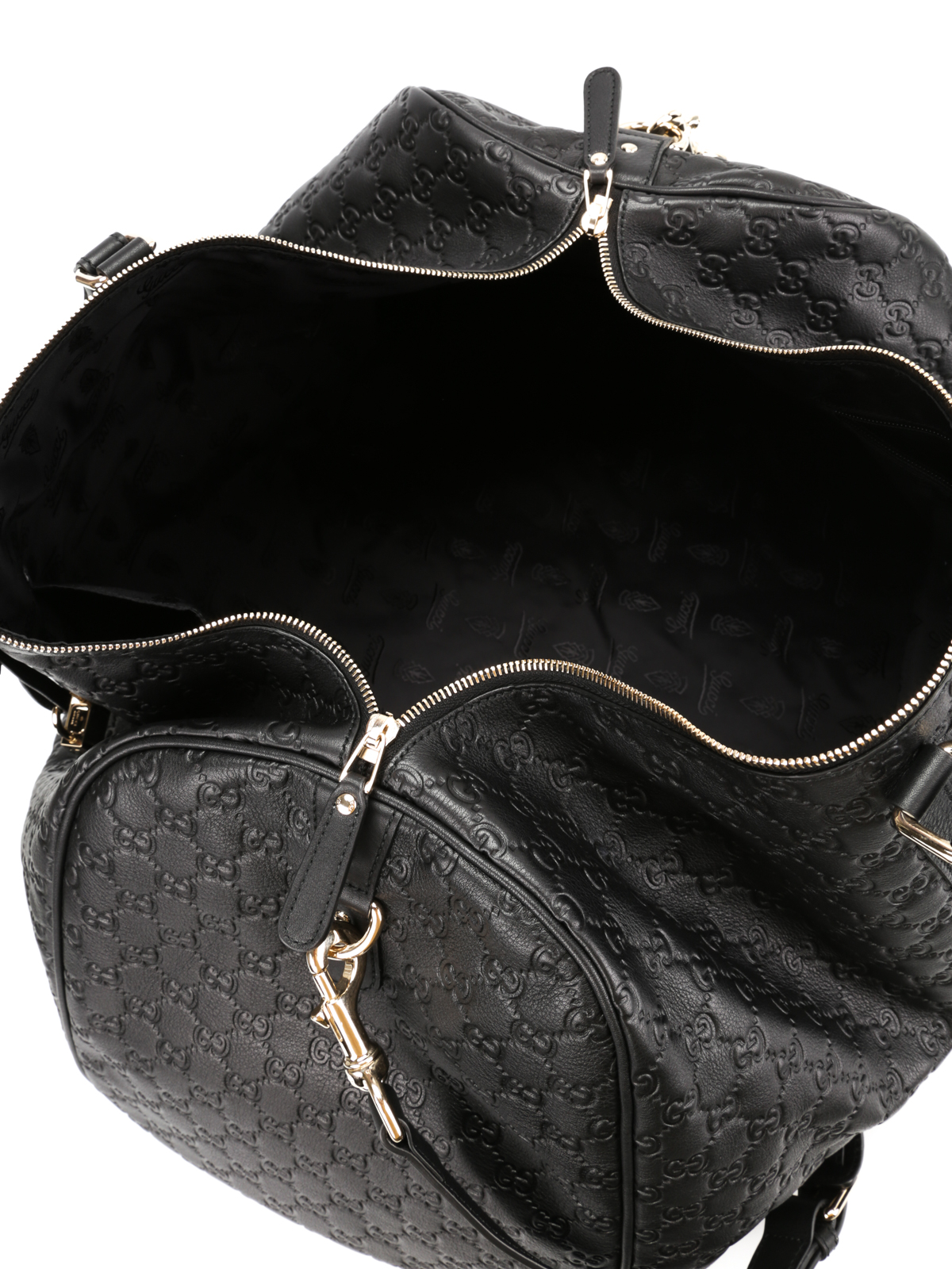 gucci duffle bag black leather