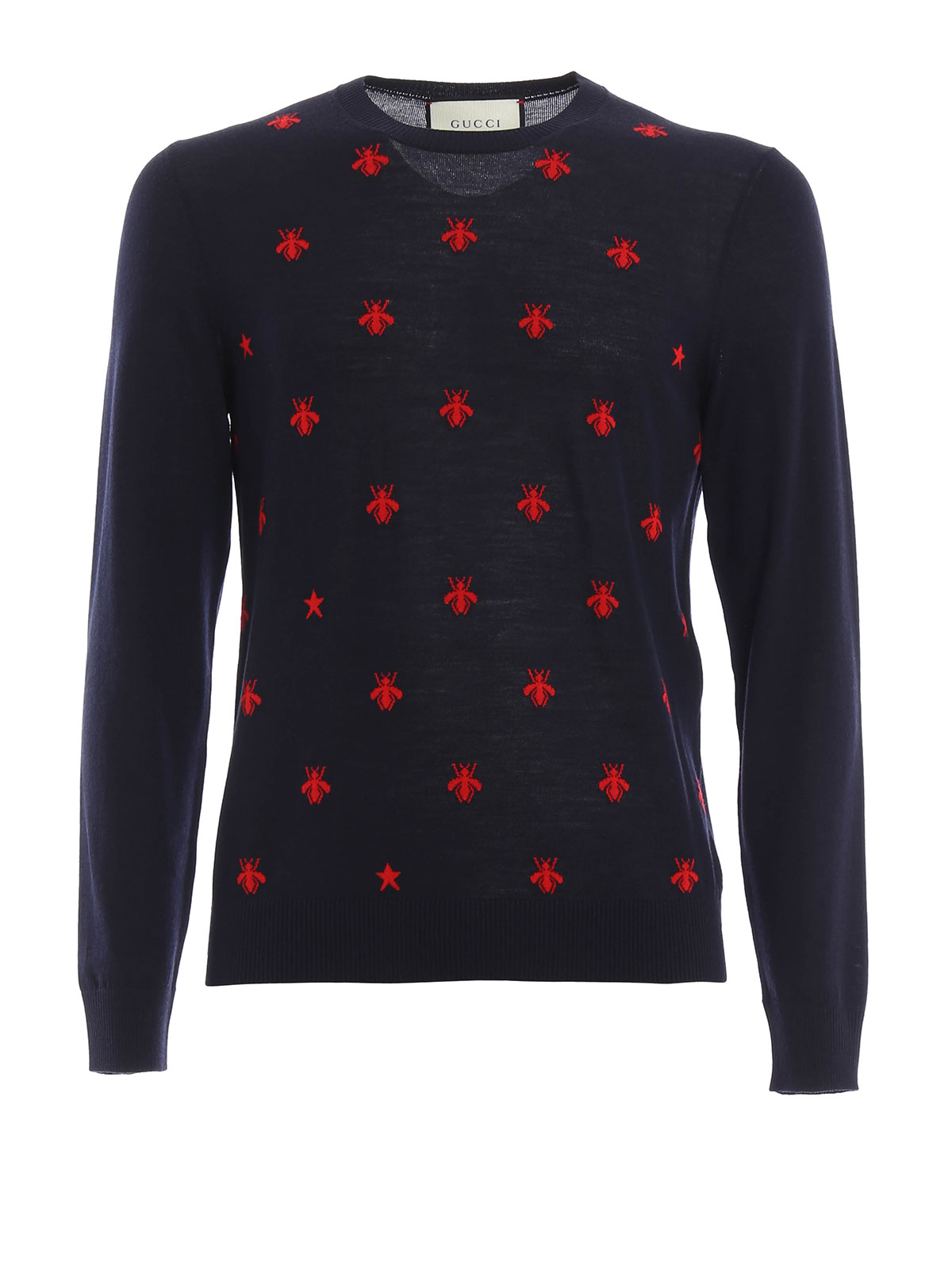 Gucci Bee embroidery wool crewneck - Dark Blue|431748X13114703