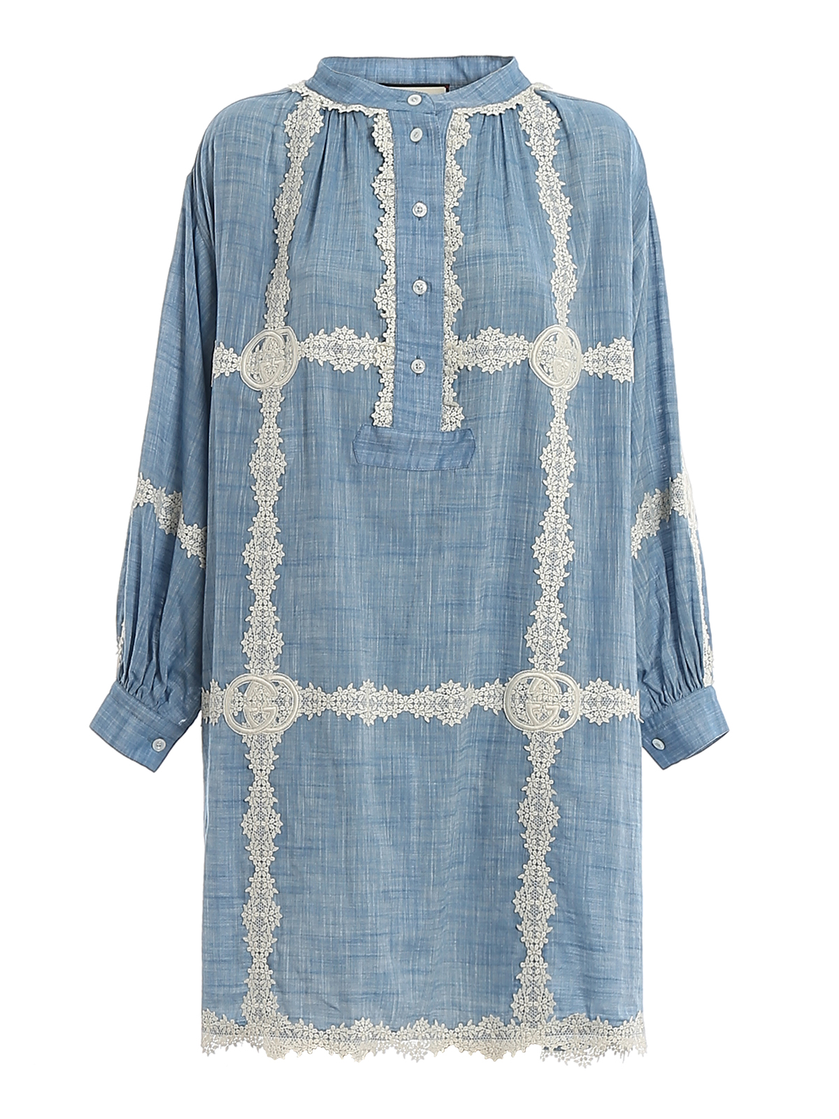 Gucci Lace embroidered shirt dress - Light Blue|599391XDA2T4492