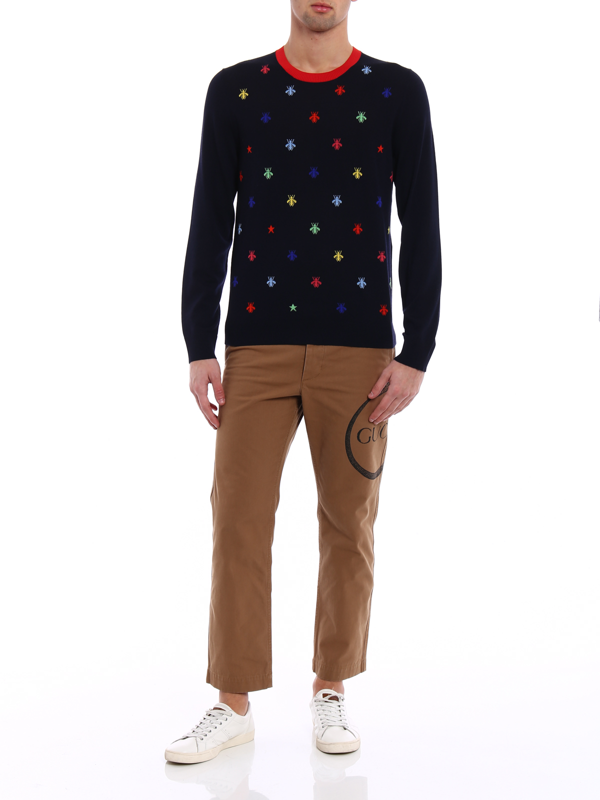 Gucci Multicolour bee intarsia sweater - Men | 496452X9I044944