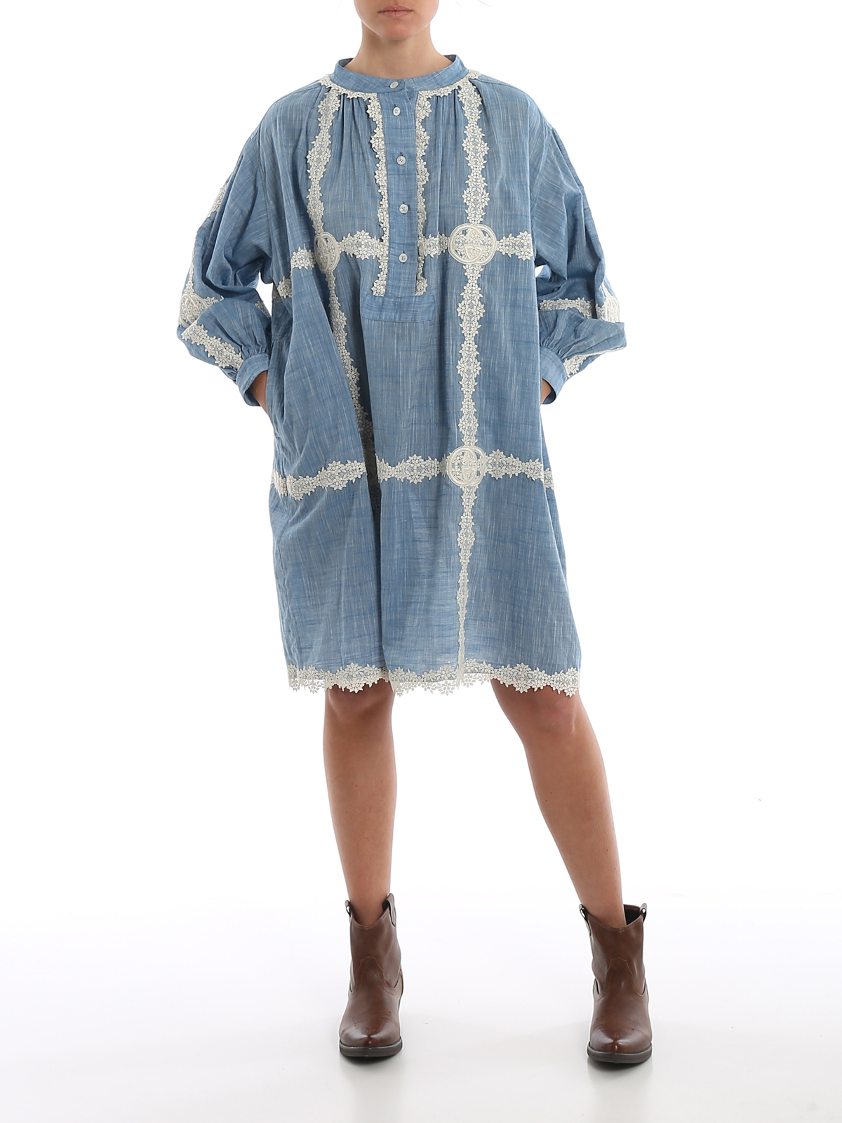 Gucci Lace embroidered shirt dress - Light Blue|599391XDA2T4492