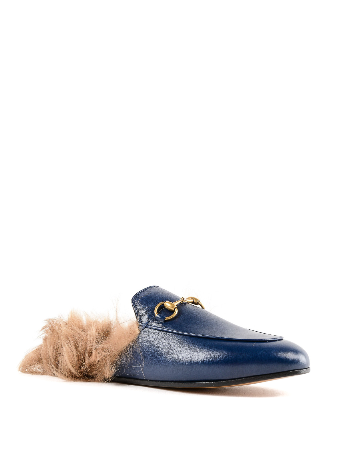 Sanctuary At vise Duftende Loafers & Slippers Gucci - Princetown fur trim blue leather slippers -  426361DMB904174