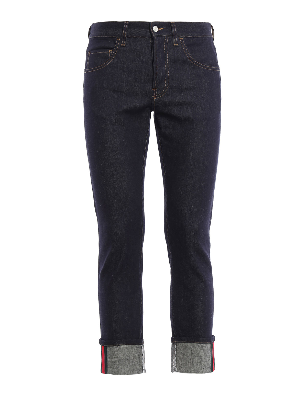VIP【関税送料無料】希少 GUCCI DARK BLUE COTTON DENIM JEANS STUNNING sold out GUCCI Men's GG JACQUARD BLUE Cotton Denim