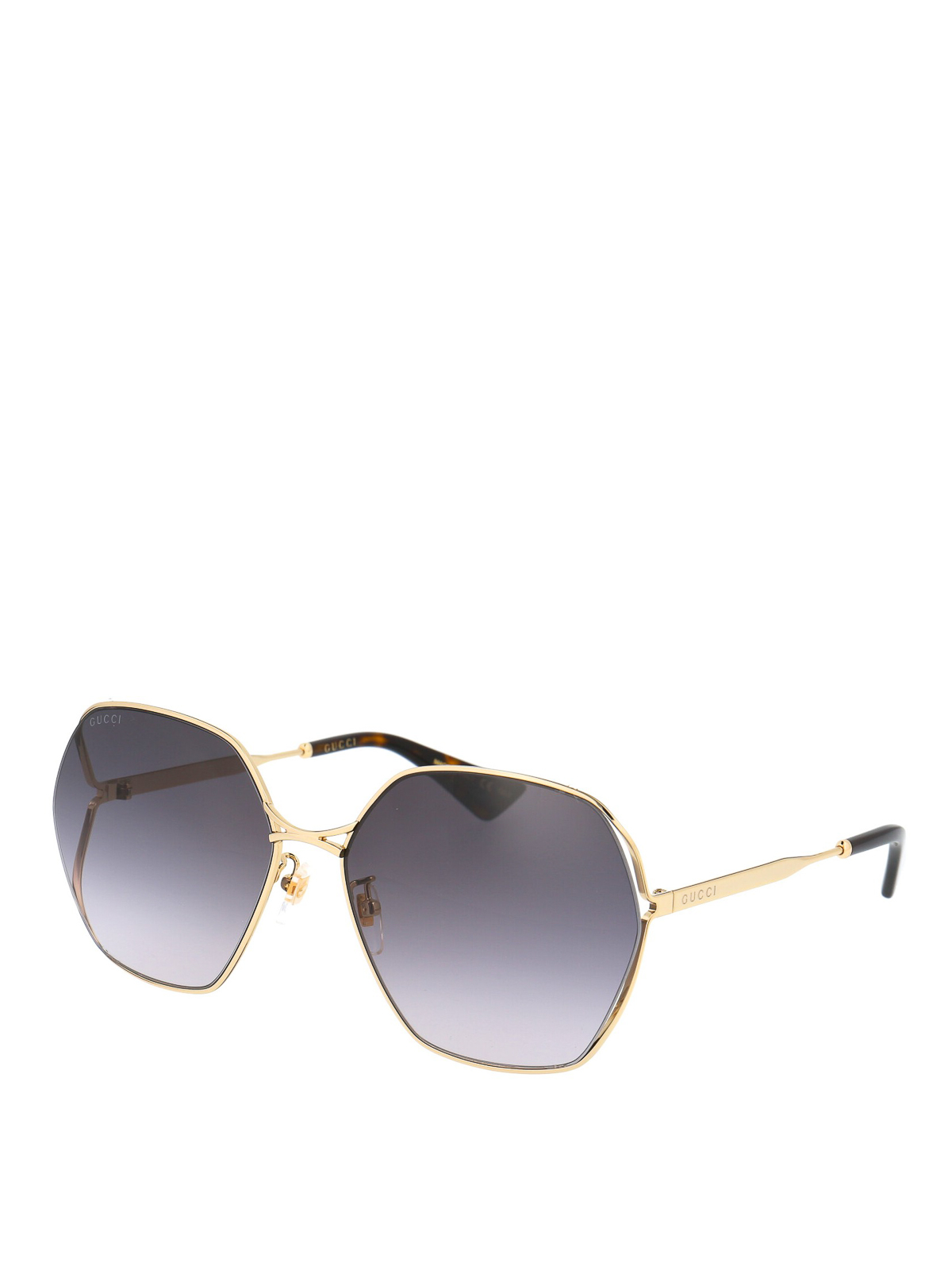 Gucci Faded Lenses Hexagonal Sunglasses In Gold