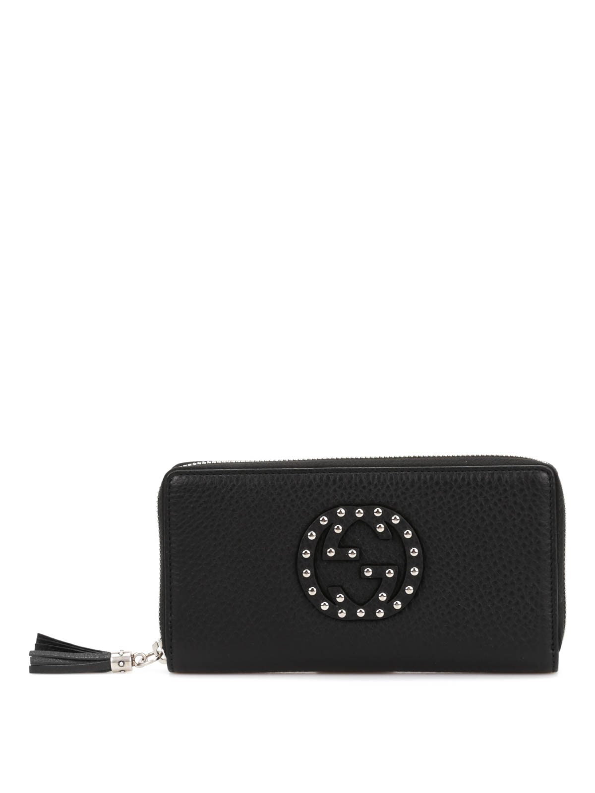 Burberry Studded Leather Zip Around Wallet Black