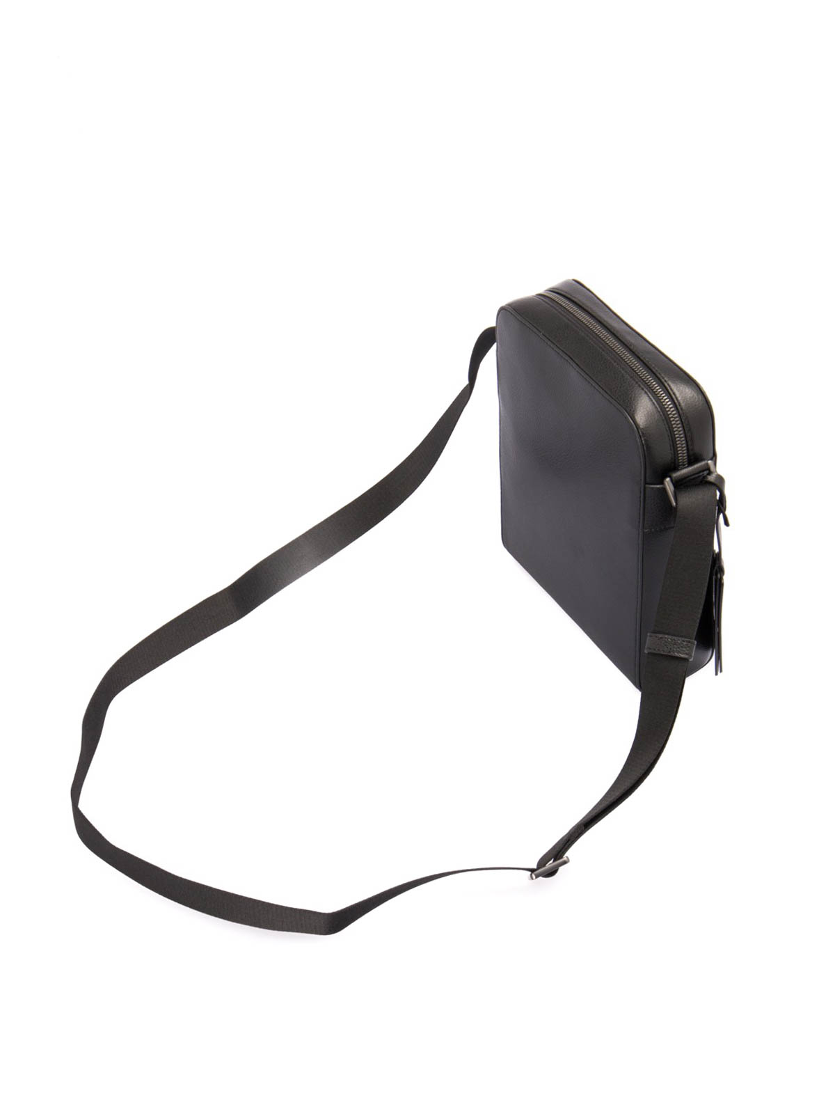 Emporio Armani Logo Leather Crossbody Bag in Black for Men
