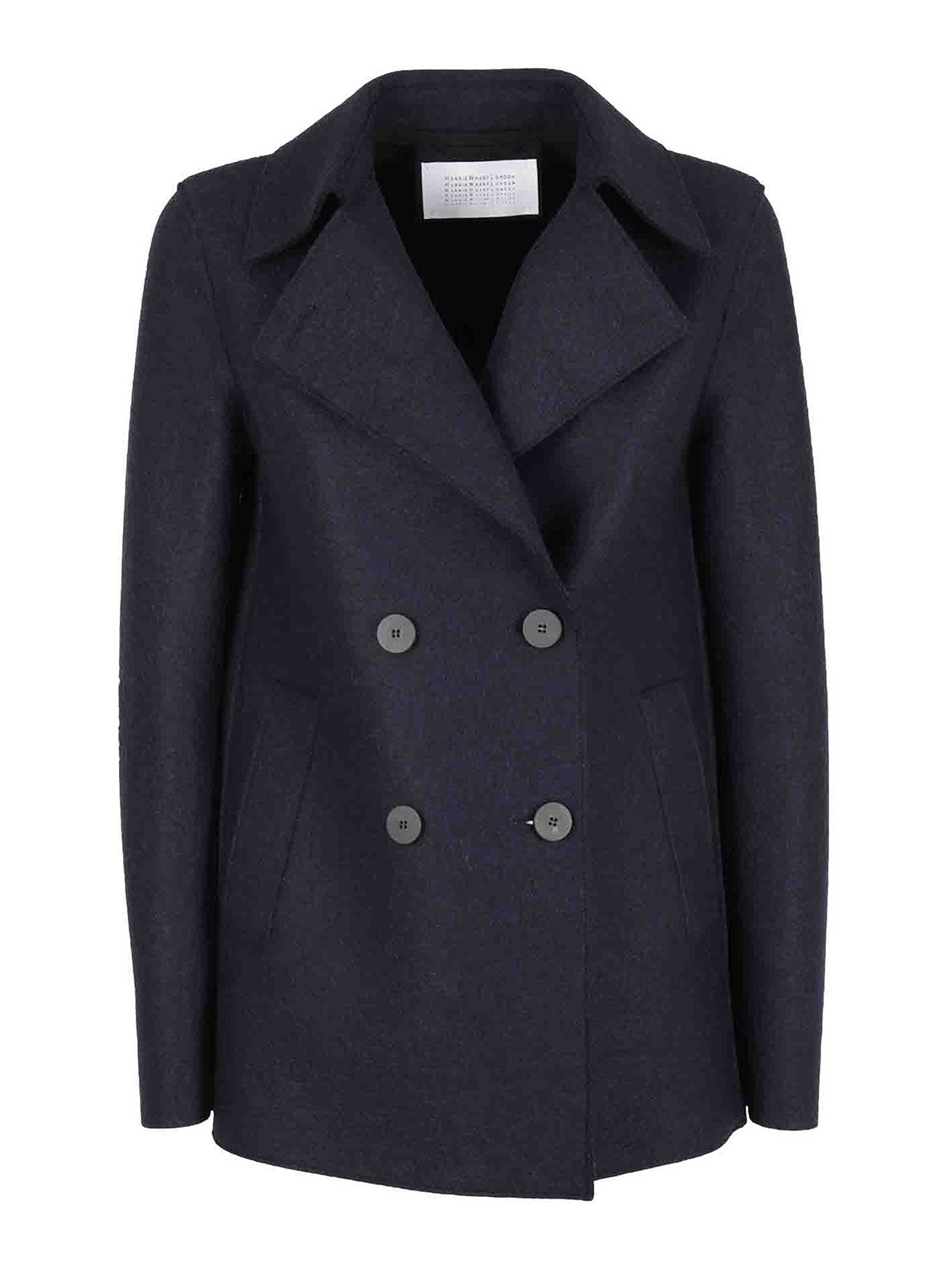 Harris Wharf London Wool Peacoat In Blue