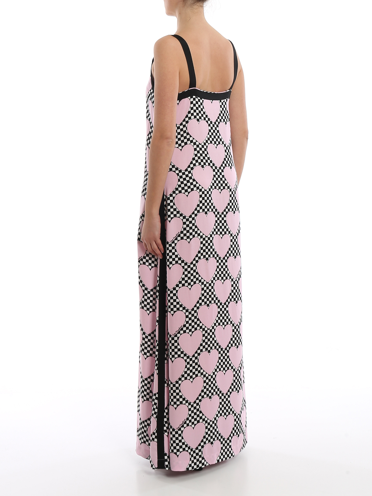 Love Moschino Hearts print twill maxi dress|WVH7000T99380002