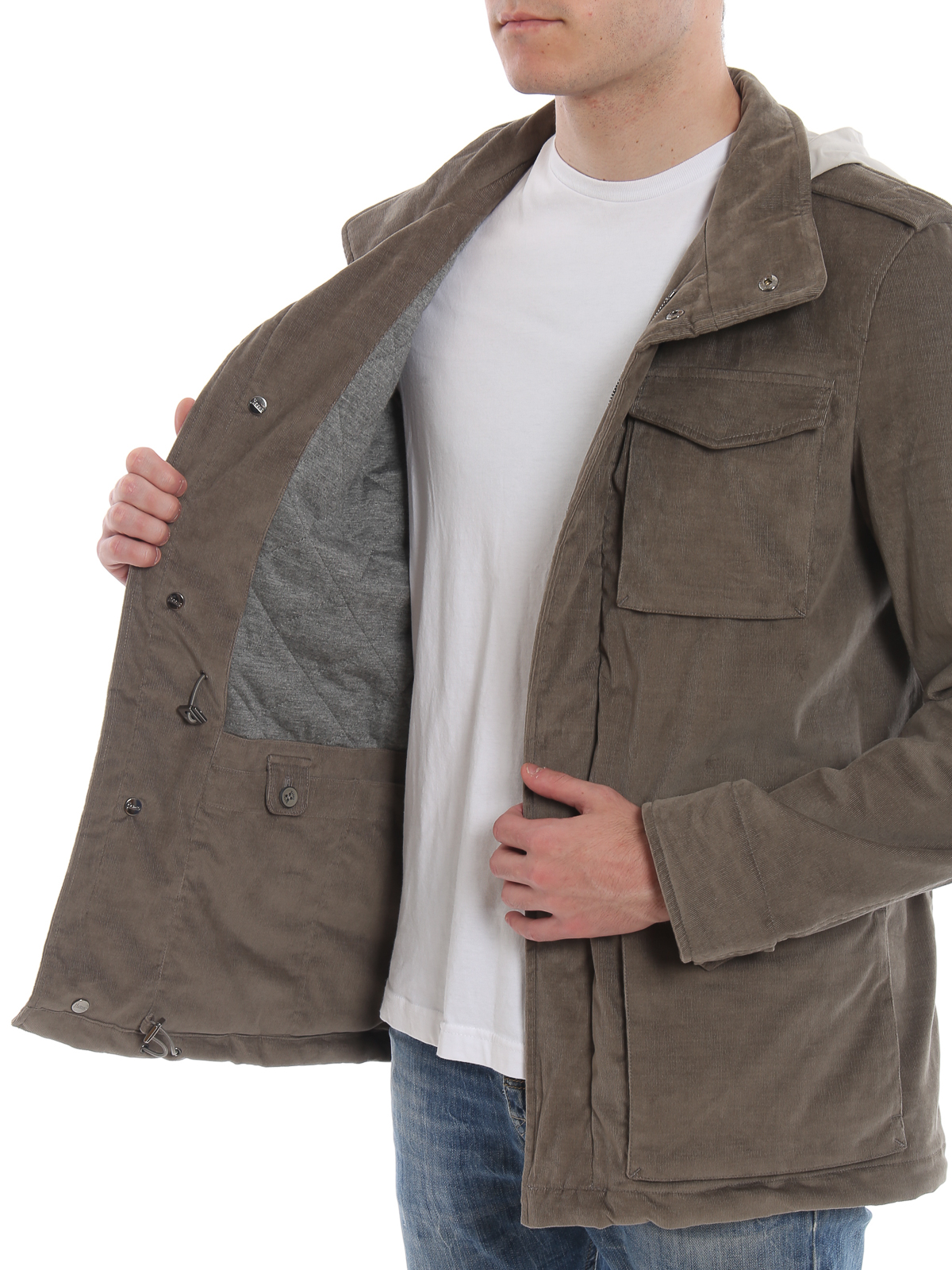 Casual jackets Herno - Taupe corduroy field jacket - FI001UR13204S2650