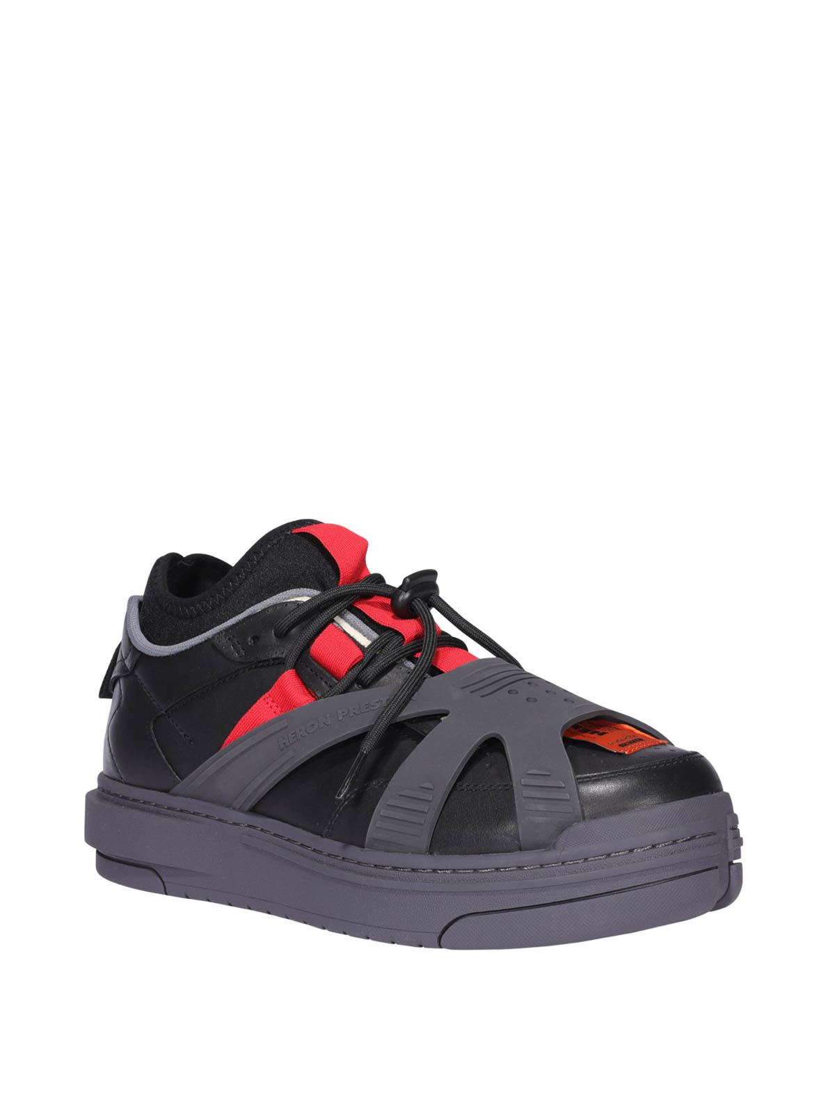 Heron Preston Protection black leather sneakers|HMIA015S209310781000