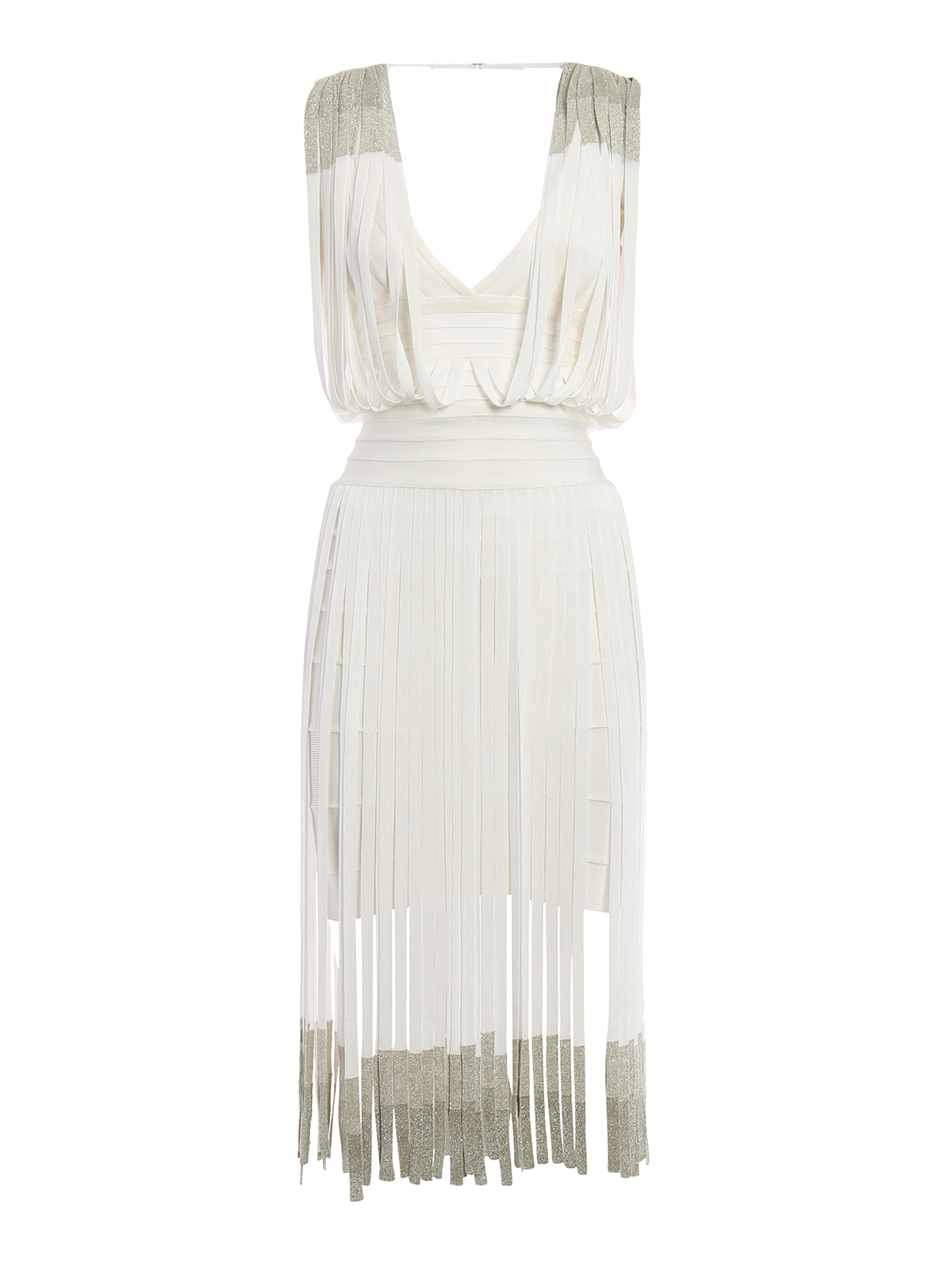 Kym Metallic Fringe Bandage Dress