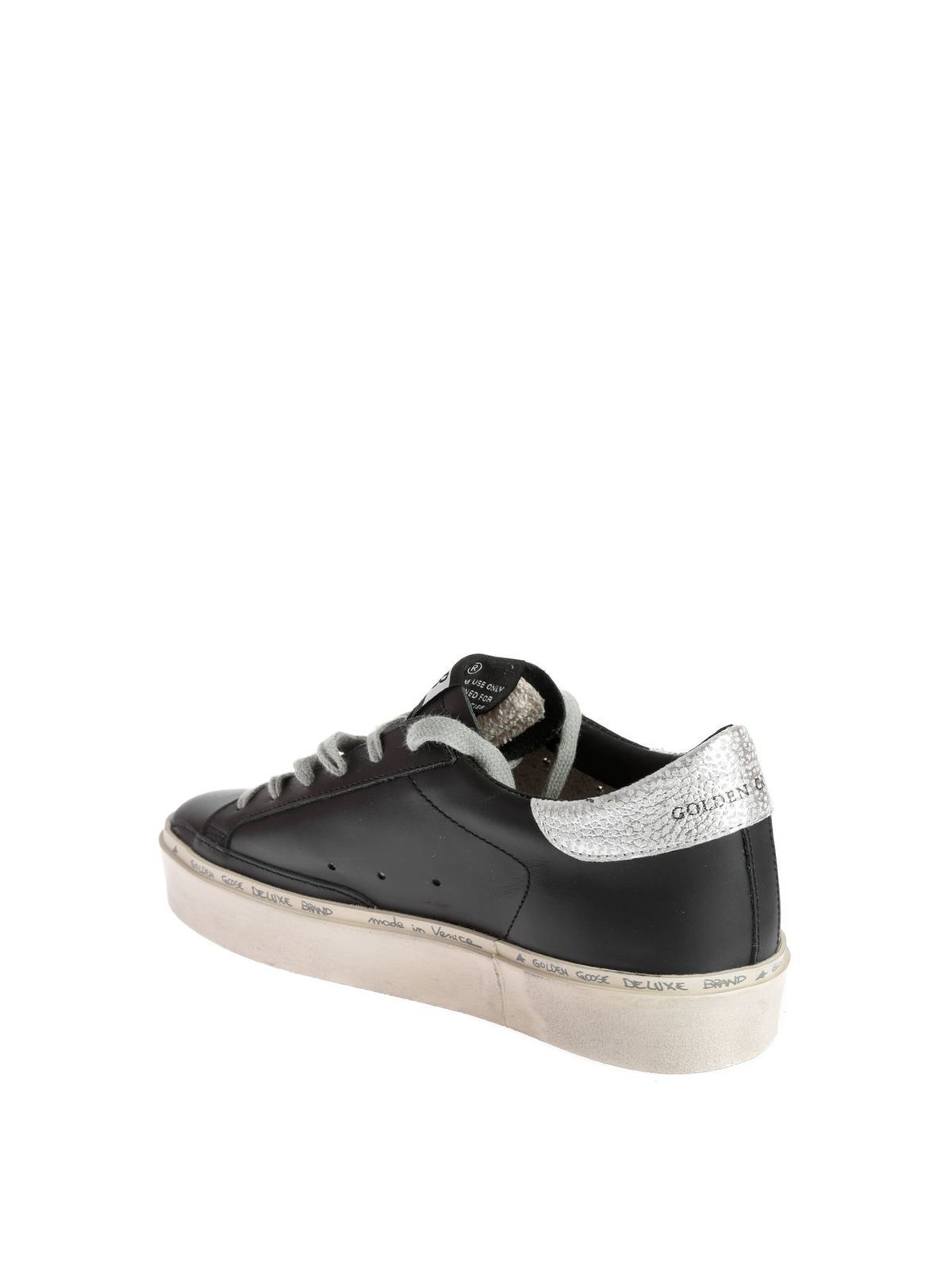 Shop Golden Goose Hi Star Sneakers In Black With Laminated Logo In Negro