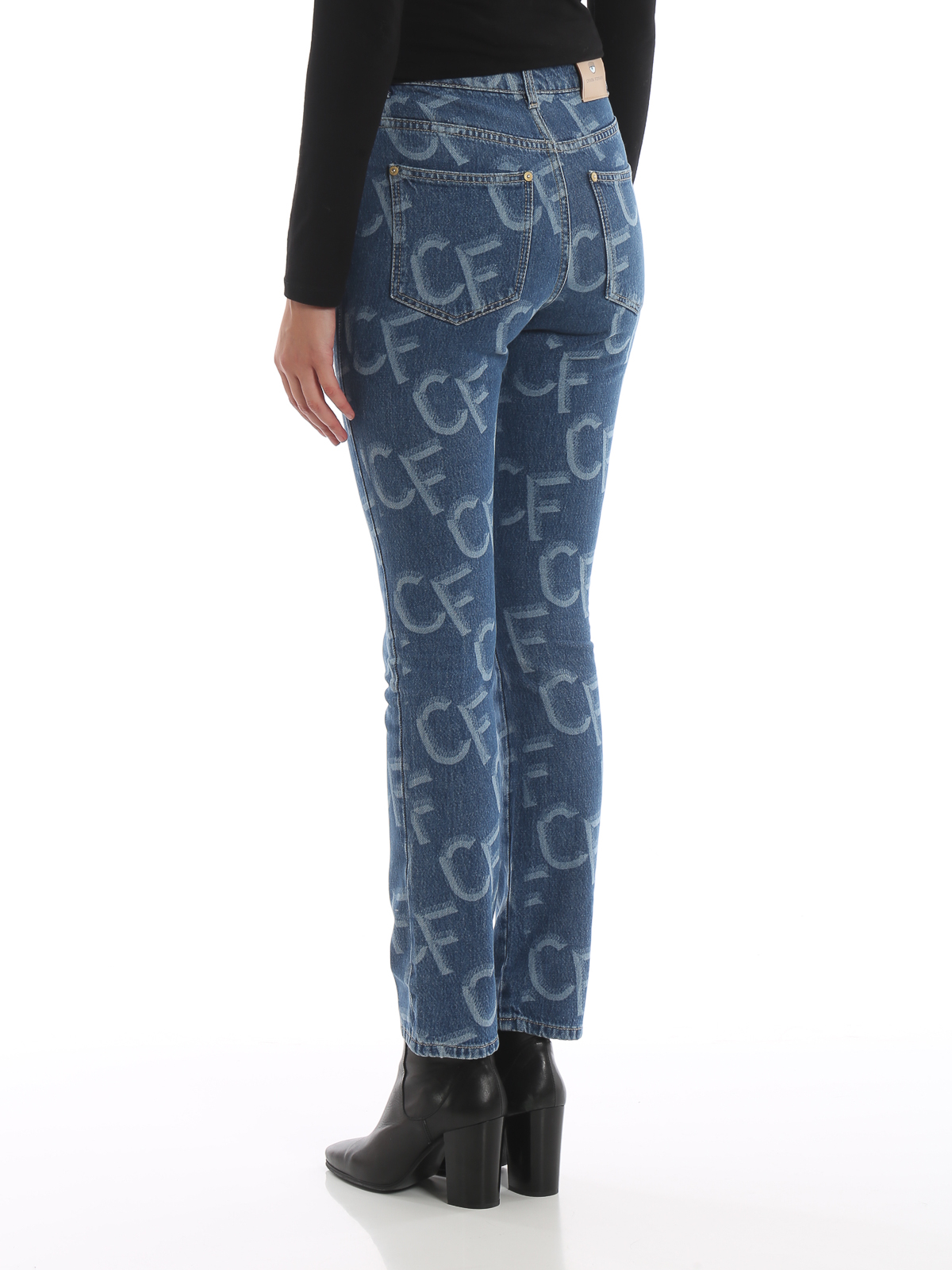 Straight leg jeans Chiara Ferragni - High rise CF monogram denim jeans -  CFJS009DENIM