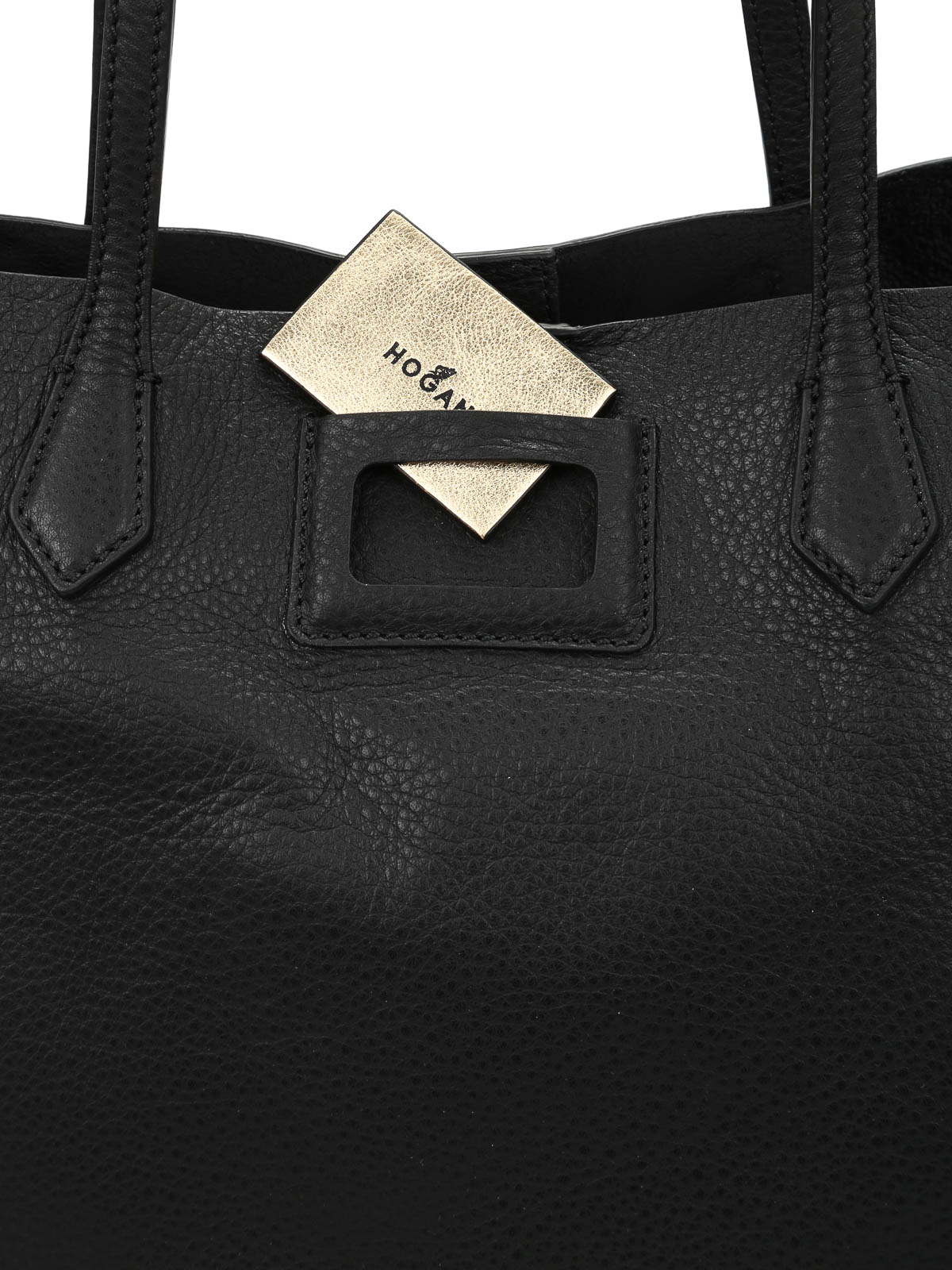 トートバッグ HOGAN GRAINY LEATHER SMALL TOTE BAG H-Bag Shopping Small grained leather tote bag - HOGAN