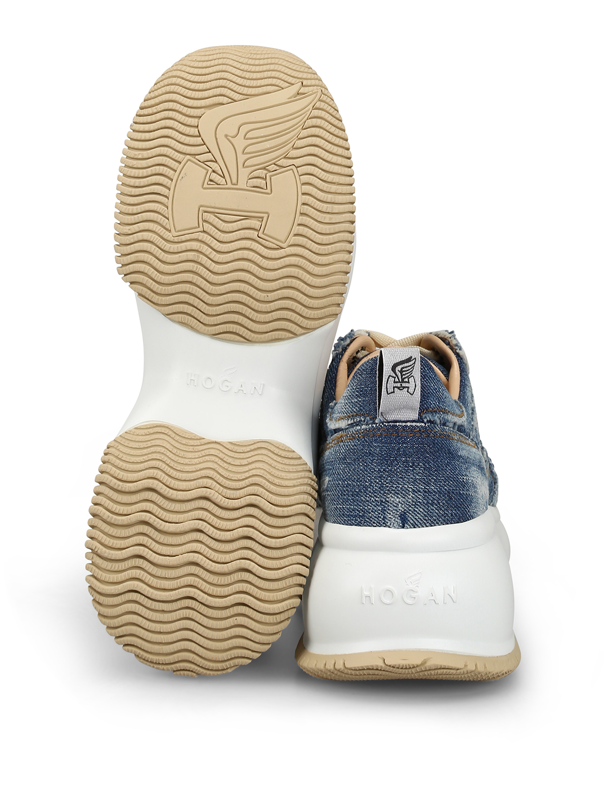 スニーカー HOGAN Woman Sneakers Denim HXW00N00E30U0T U030 Women's H-Stripes denim sneakers hxw6450fe91u0t Light Denim