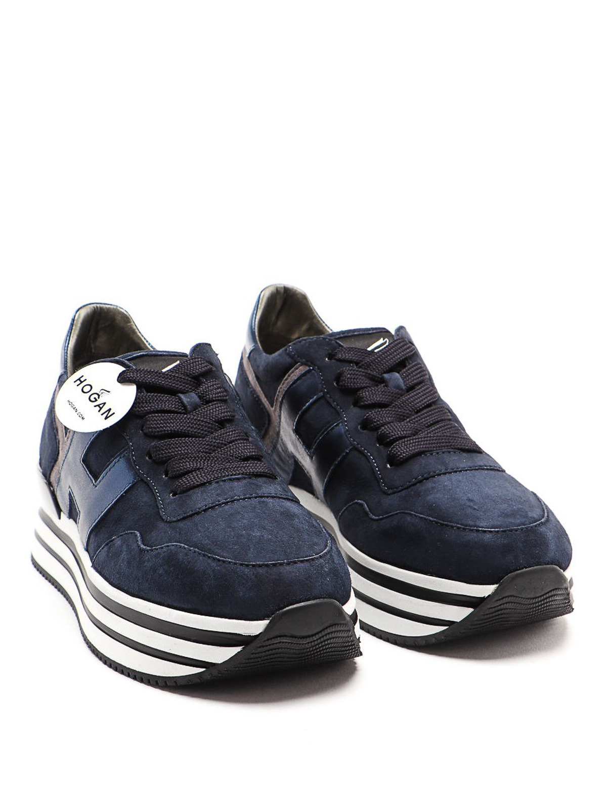 Shop Hogan Midi Platform Suede Sneakers In Blue