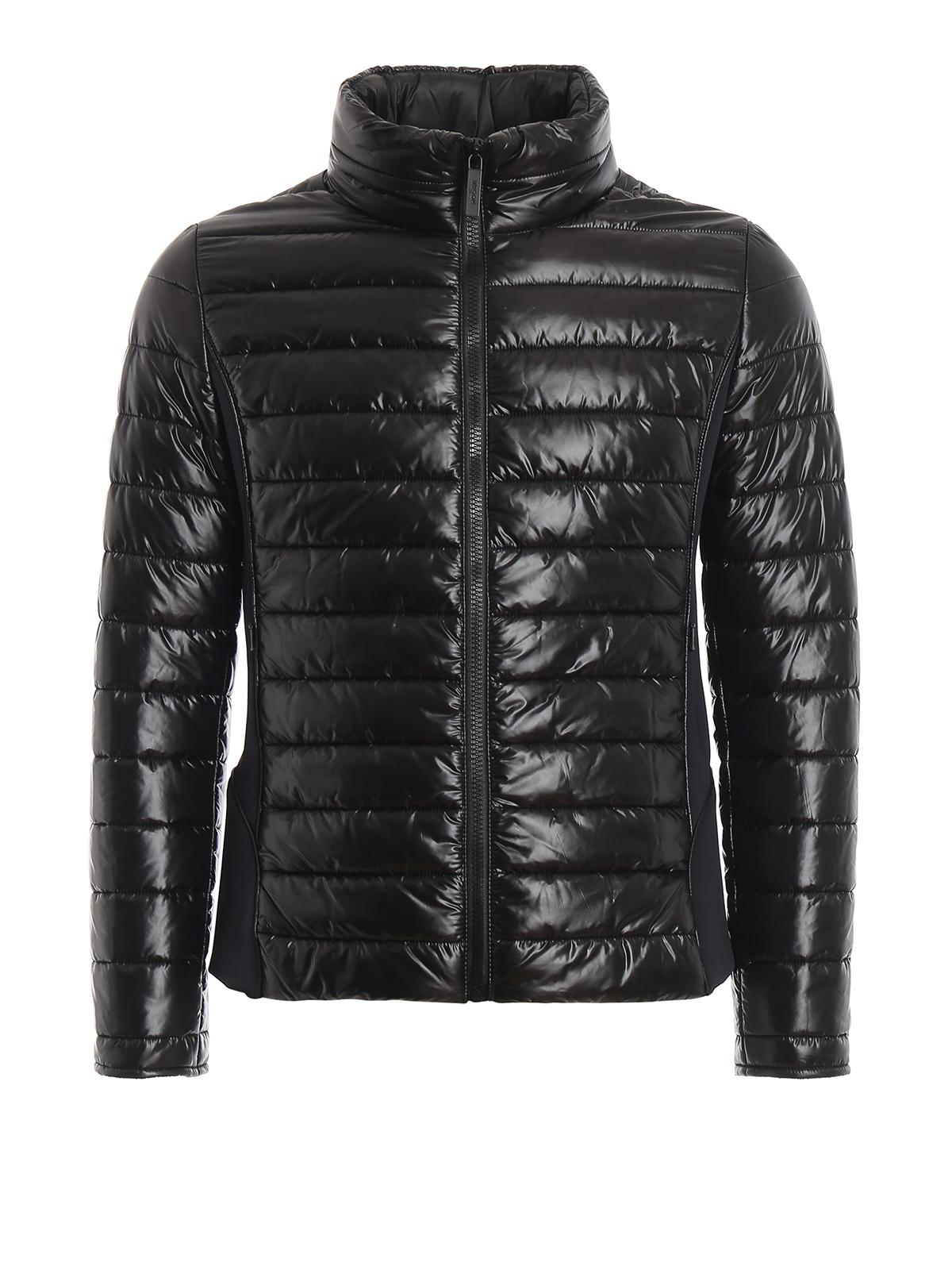 Padded jackets Hogan - Rubber logo patch black light puffer jacket ...